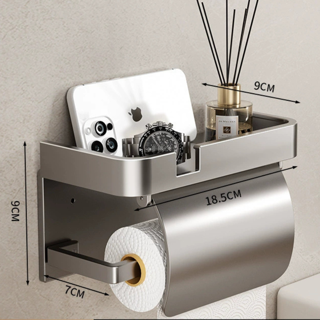 Premium Wall Mounted Toilet Paper Holder Waterproof Shelf