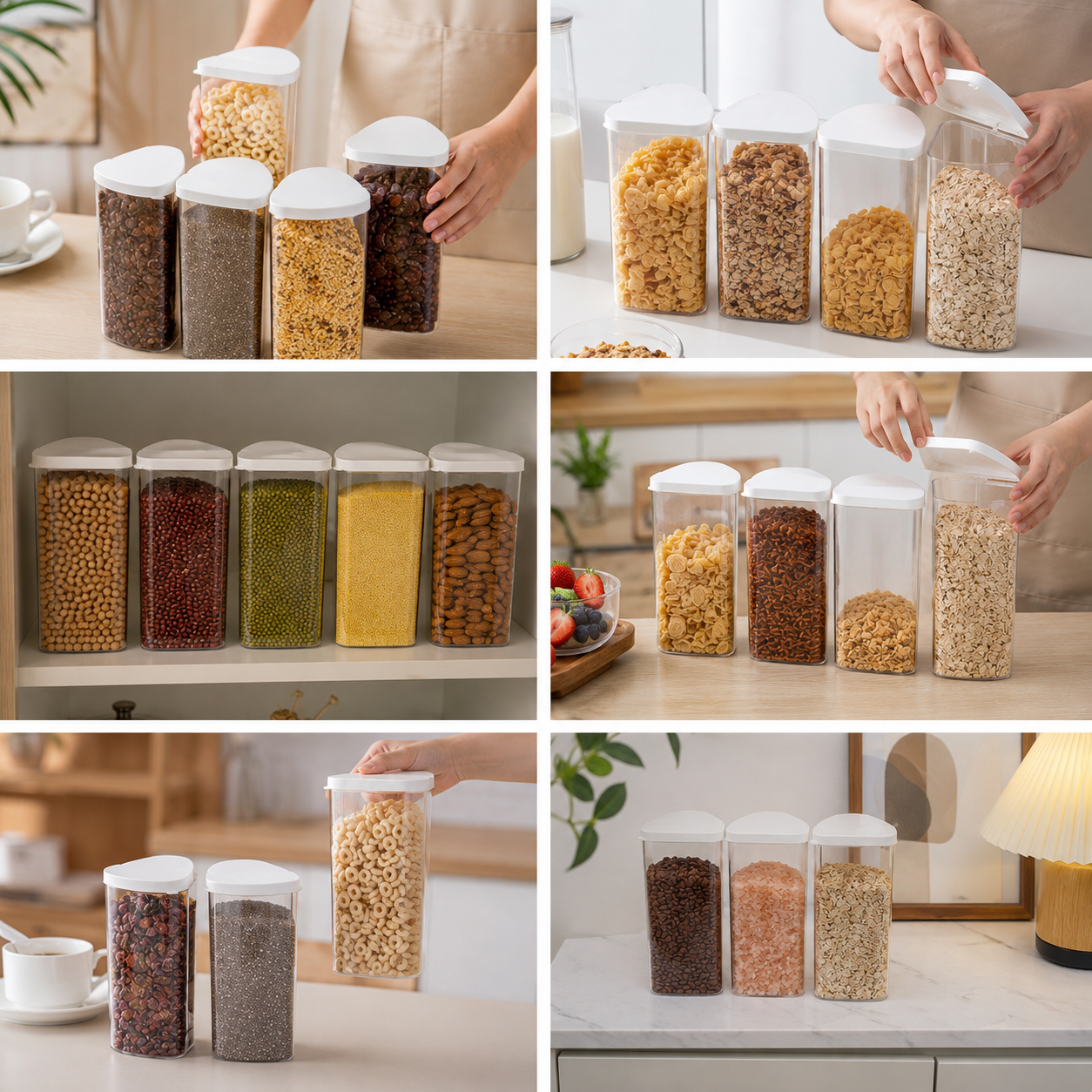 Homero 360 Degree Transparent Grain Storage Container with Rotating Base - 670ml Capacity