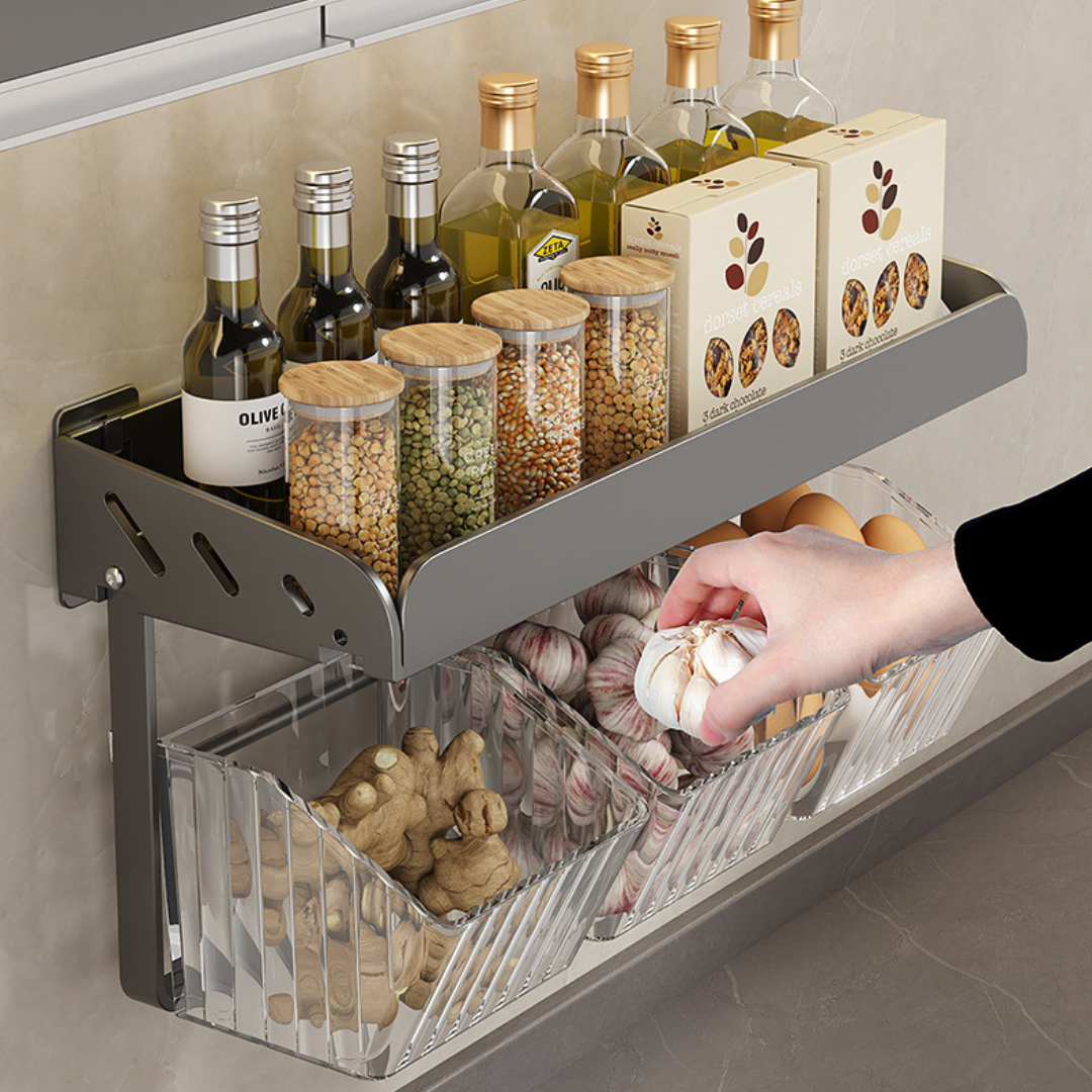 Carbon Steel Acrylic Spice Rack Kitchen Organizer