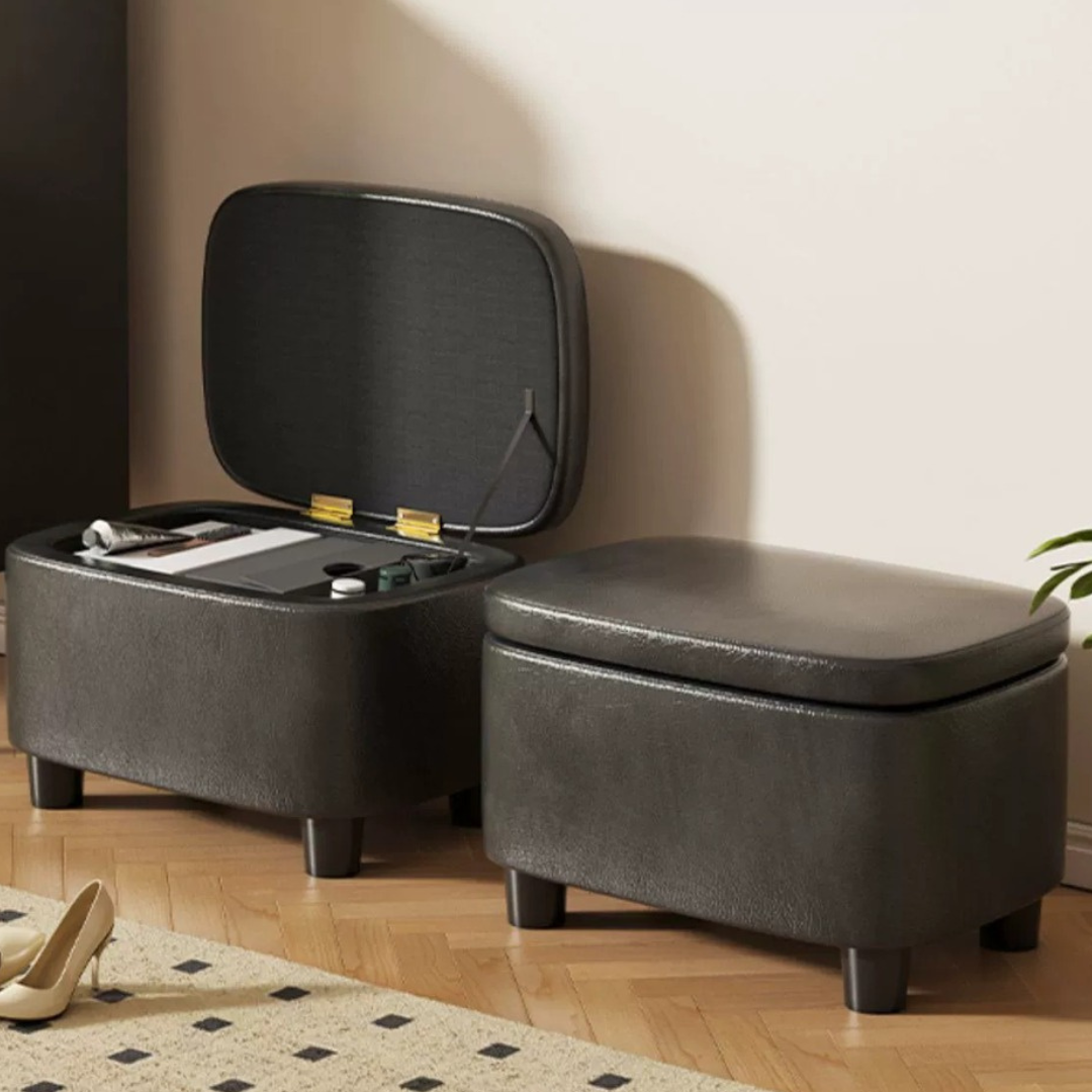 Homero Premium Storage Footstool with Nappa Leather