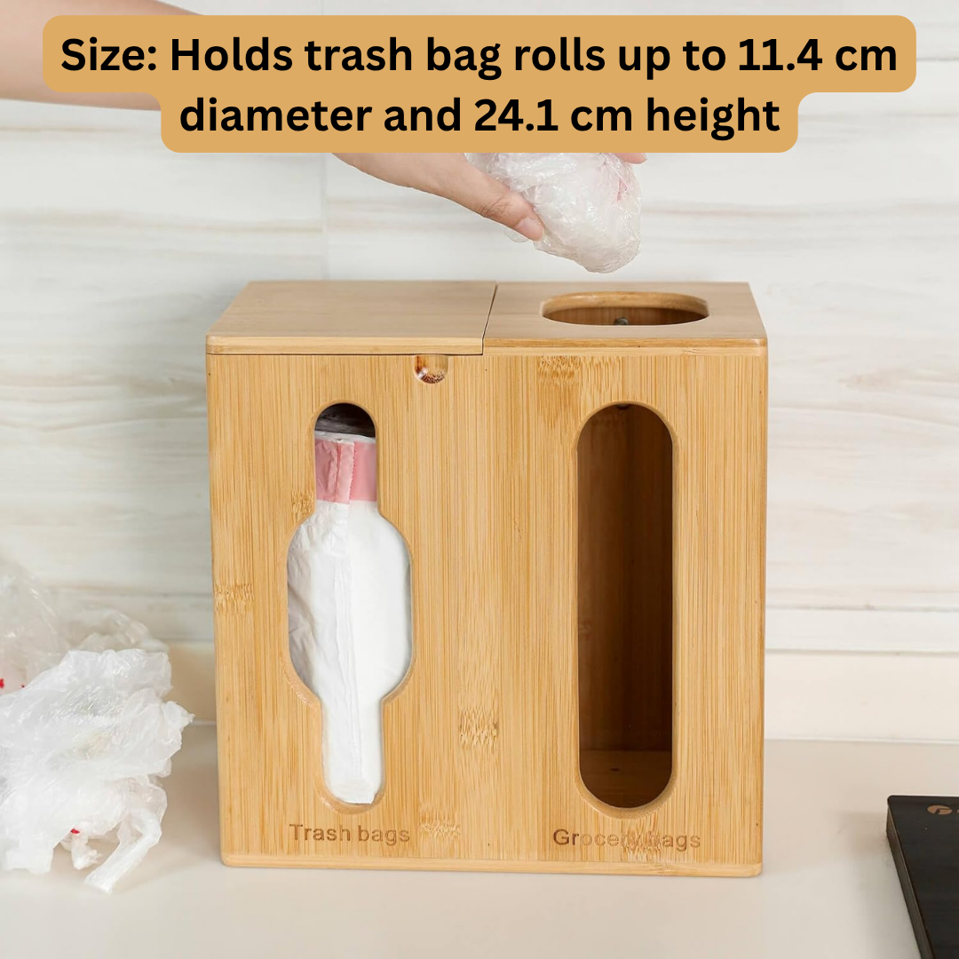 HOMERO Bamboo Grocery Holder and Trash Bag Dispenser