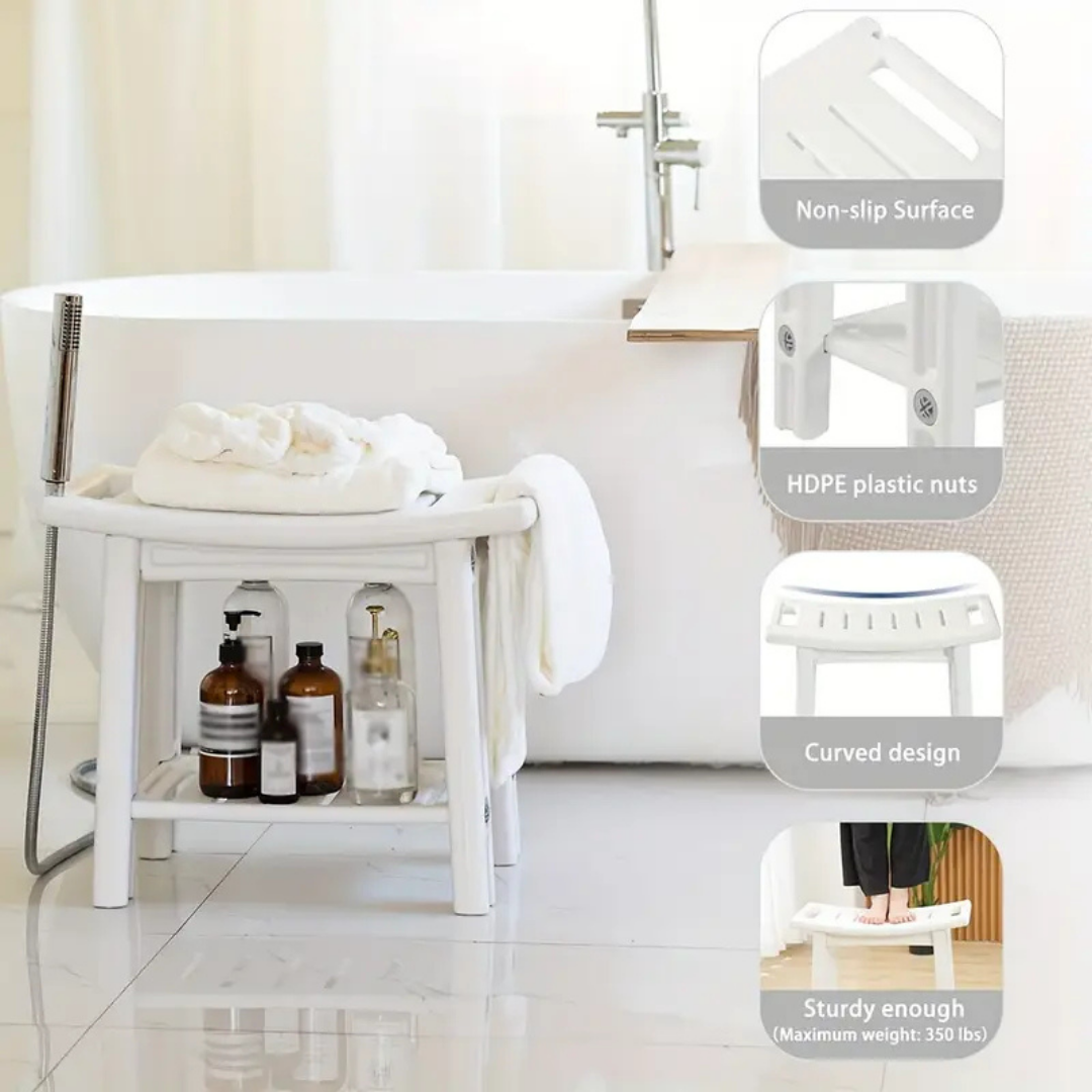 HOMERO Ergonomic Design Bathroom Shower Stool Waterproof with Storage Shelf