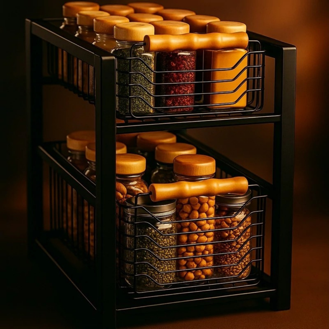 HOMERO Multi-Purpose Two Layer Sliding Storage Organizer