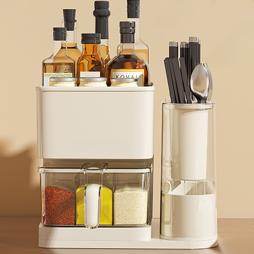 Smart 4-in-1 Multipurpose Knife Holder Seasoning Storage
