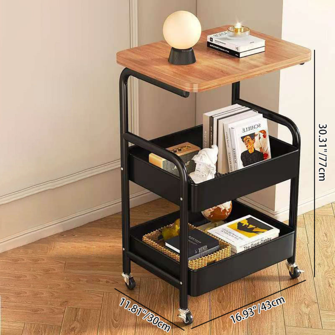 Homero 3-Tier Iron Durable Wood Slim Storage Rack