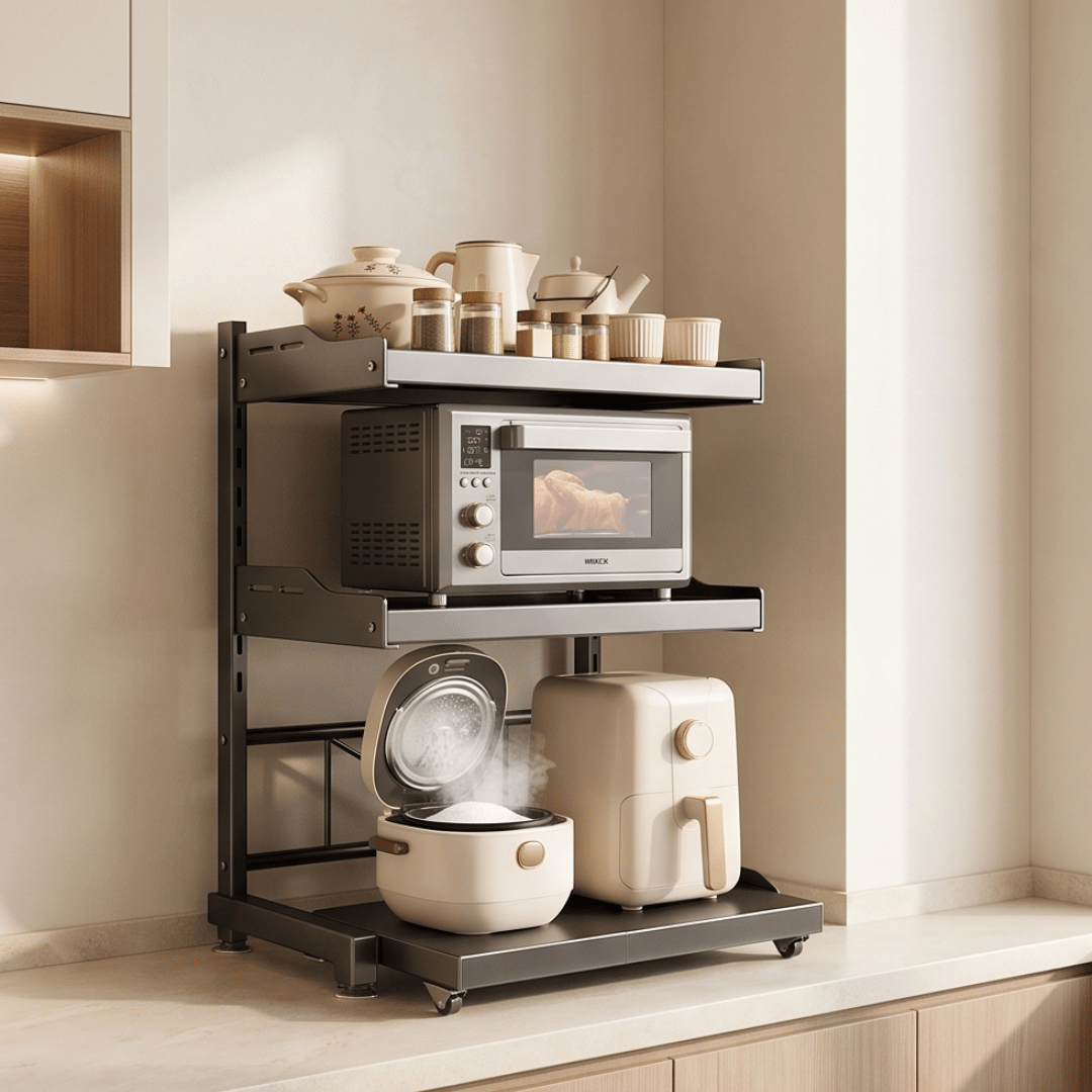 Carbon Steel Adjustable Microwave Oven Rack & Orgainzer