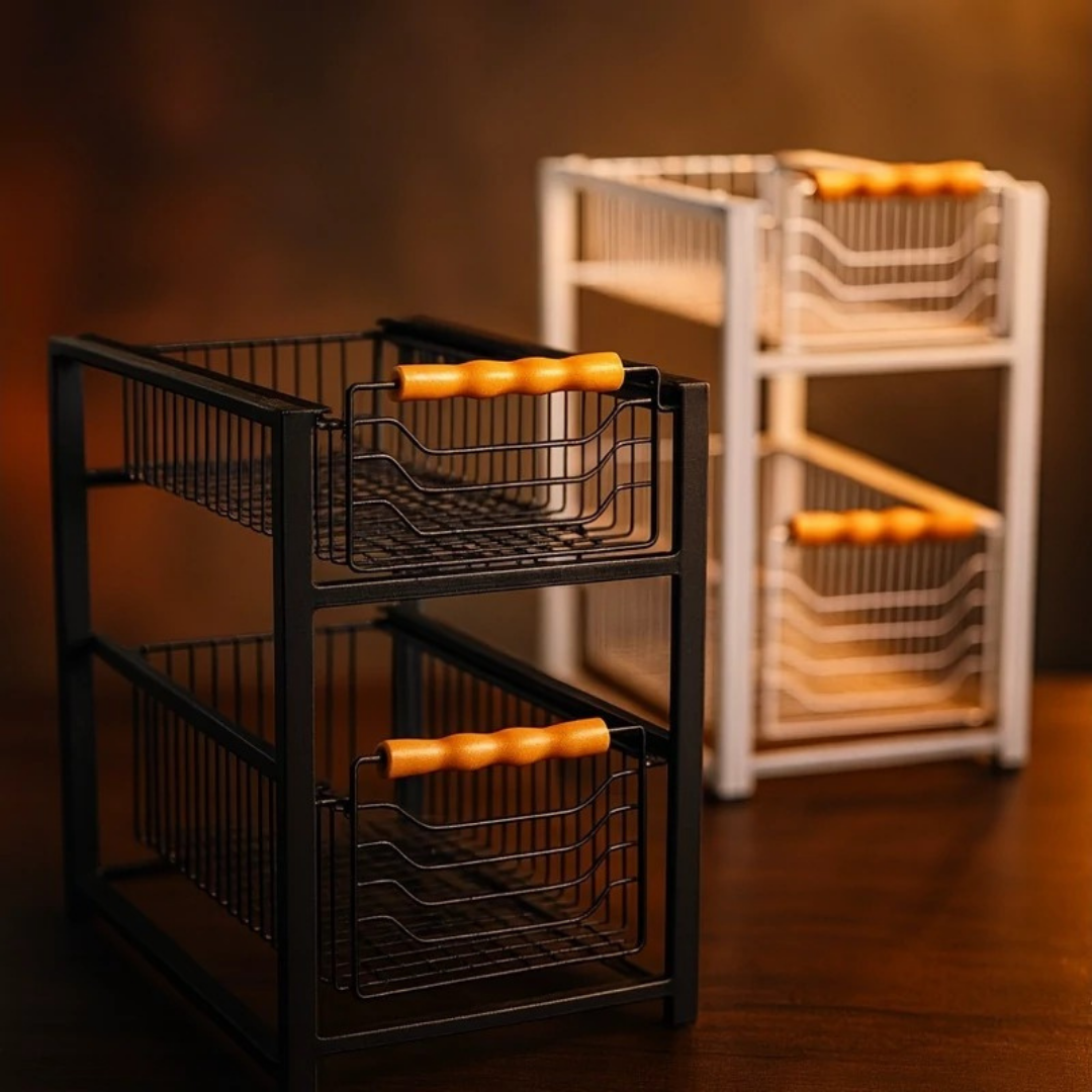 HOMERO Multi-Purpose Two Layer Sliding Storage Organizer