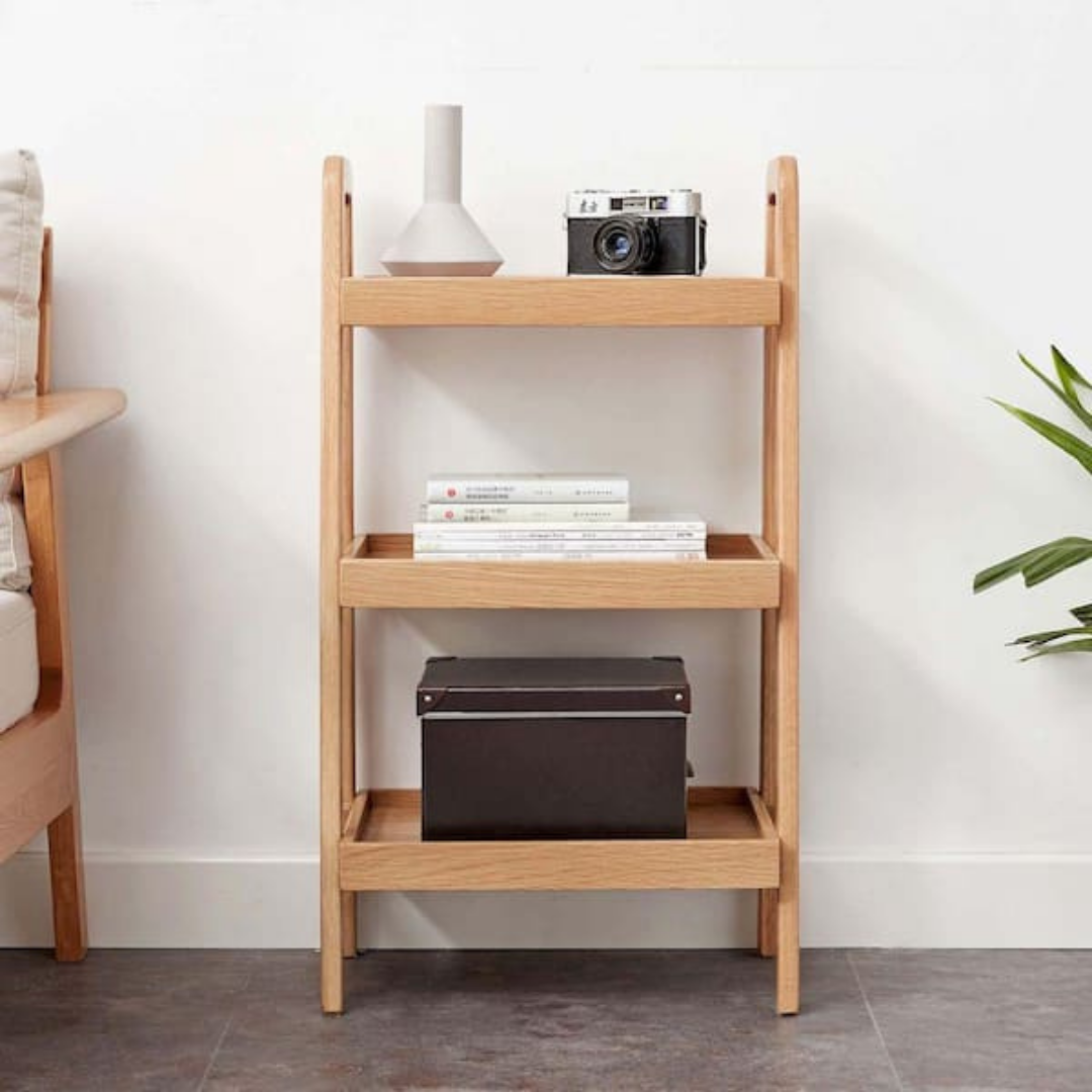 Multi Purpose Oak Wood Storage Shelf Portable Display Stand