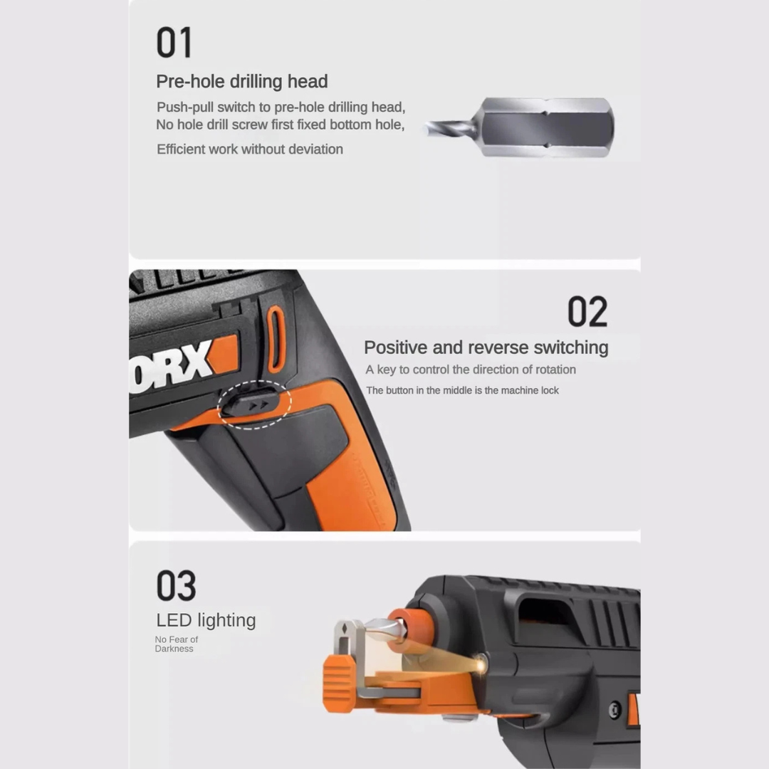 HOMERO Semi Automatic Cordless Electric Revolver Bit Storage 4V Lithium Power Screwdriver