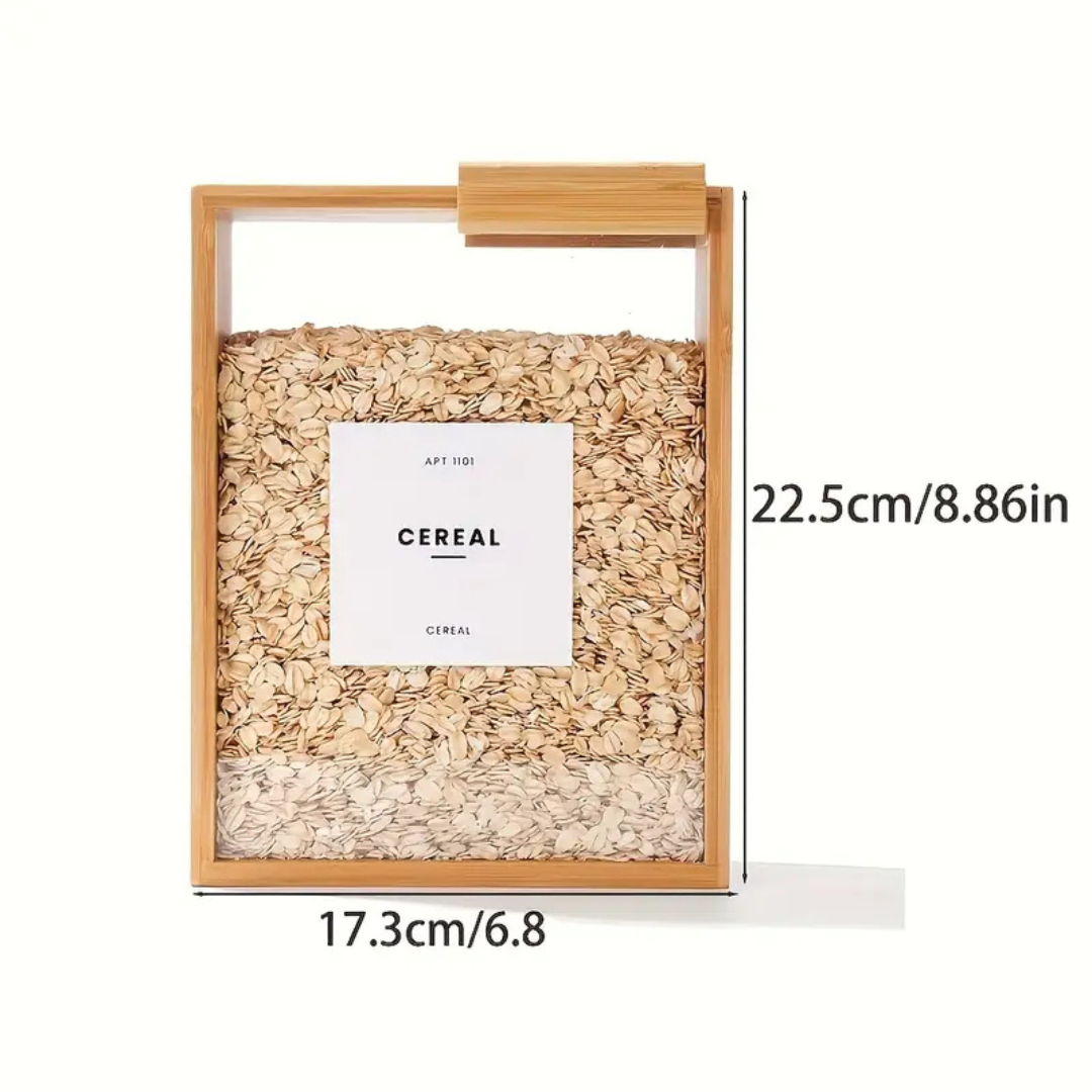 Homero Airtight Bamboo Lid Square Food Storage Dispenser - 2000ml Capacity