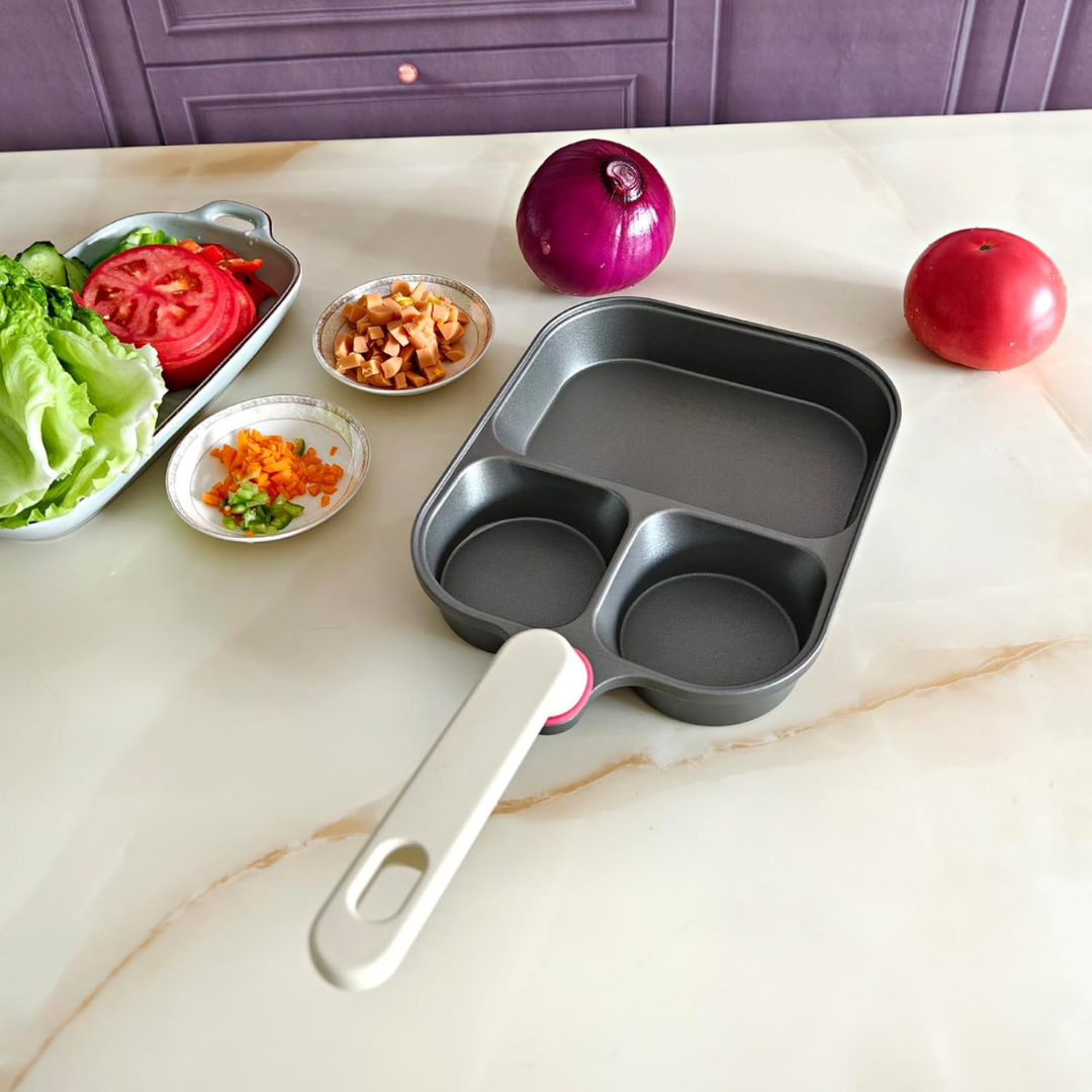 3 In 1 Non Stick Divided Frying Pan - 4.1cm Deep