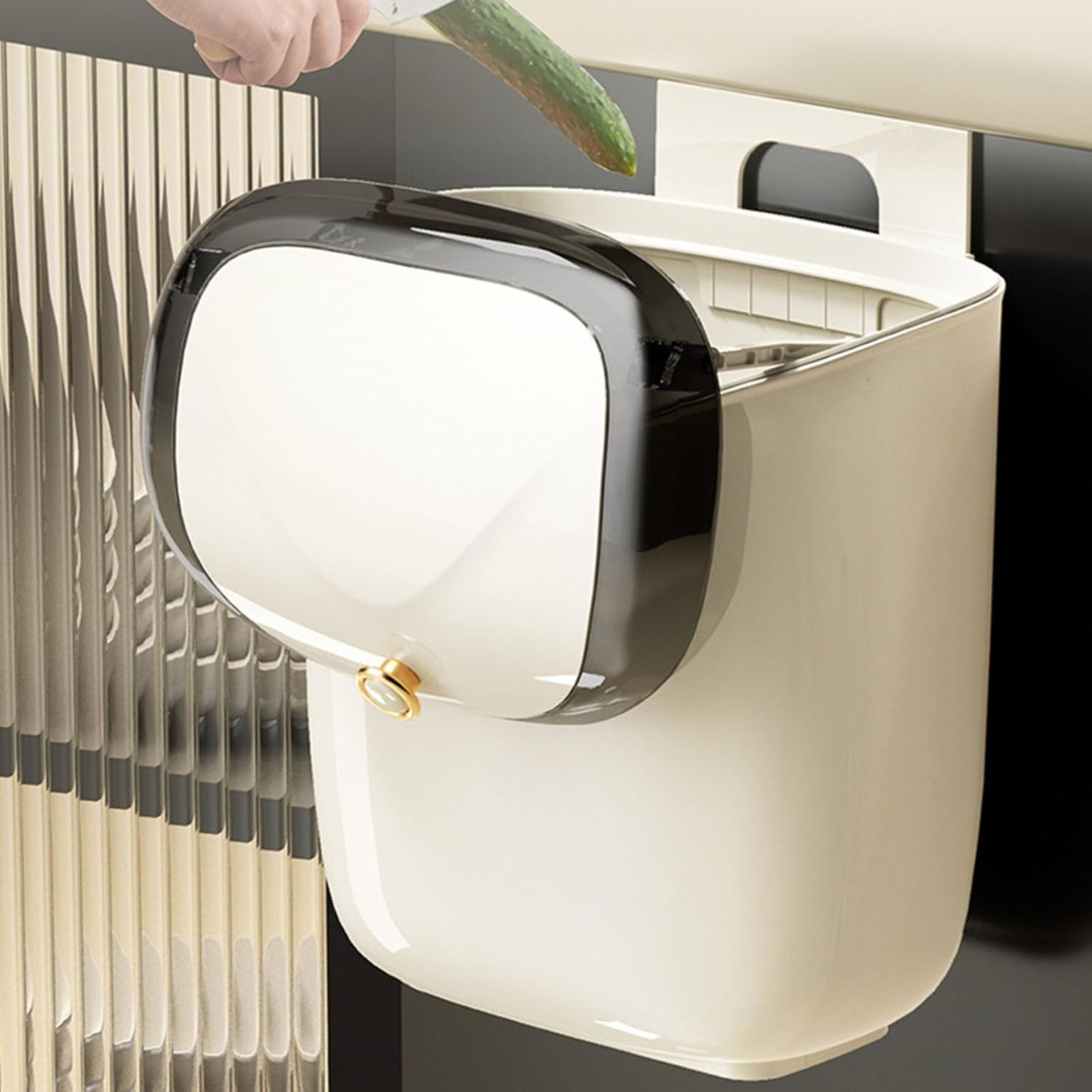 Multi Purpose Wall-Mount Wide Opening Waste Bin with Sliding Lid