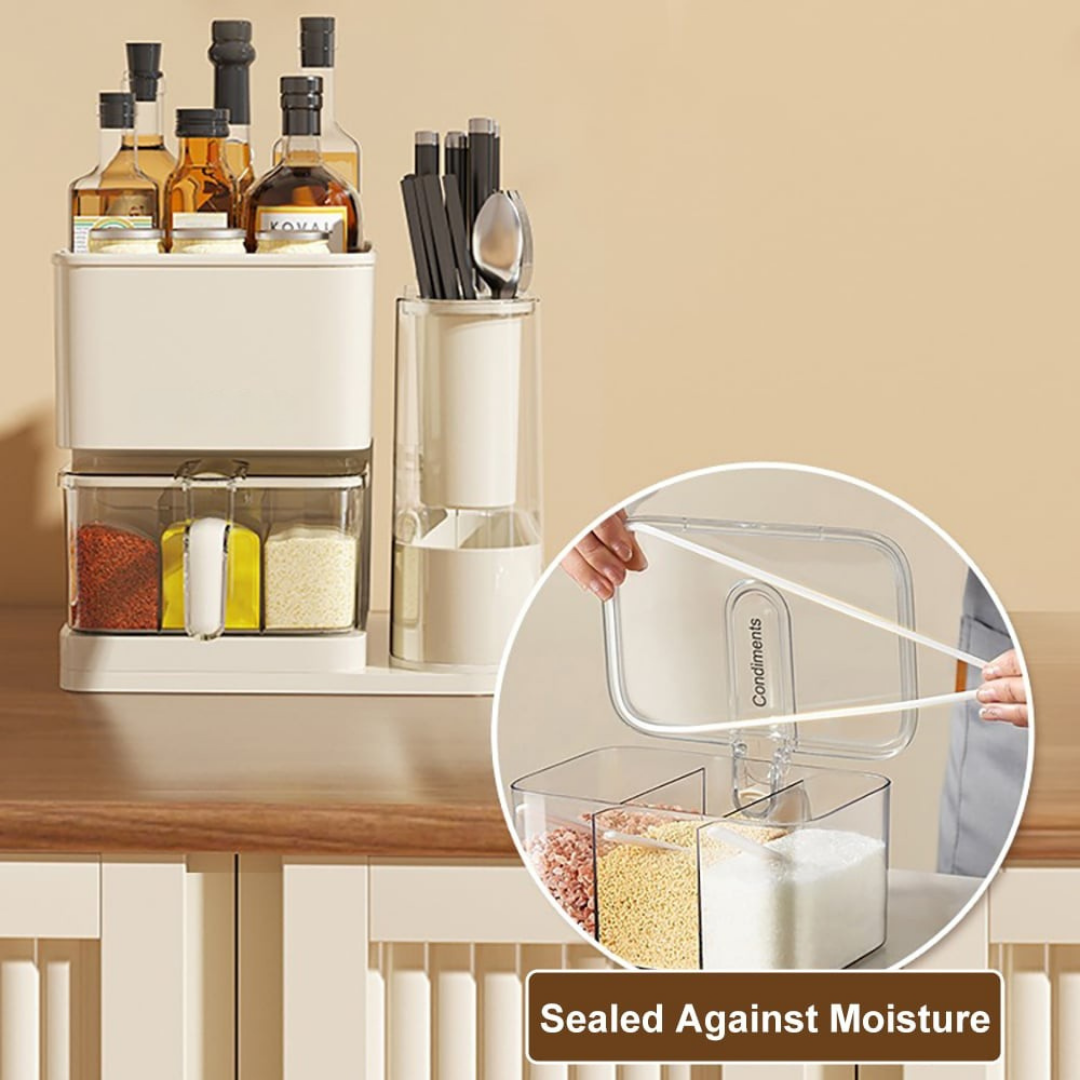 Smart 4-in-1 Multipurpose Knife Holder Seasoning Storage