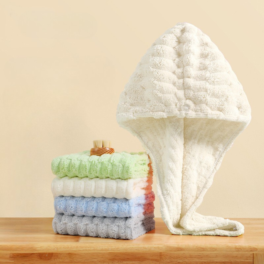 Homero Ultra-Soft Coral Fleece Hair Drying Cap with Cloud Texture