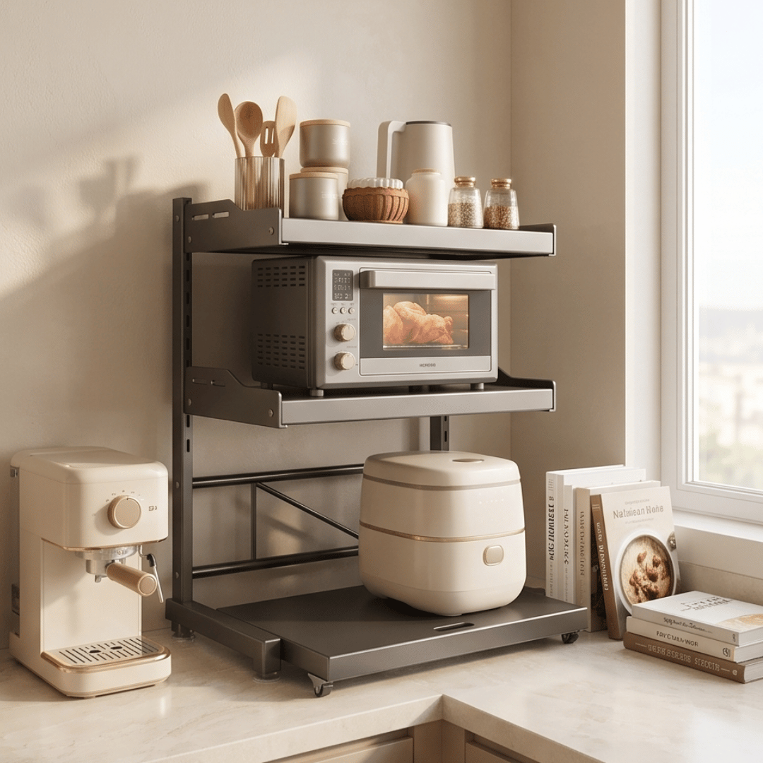 Carbon Steel Adjustable Microwave Oven Rack & Orgainzer