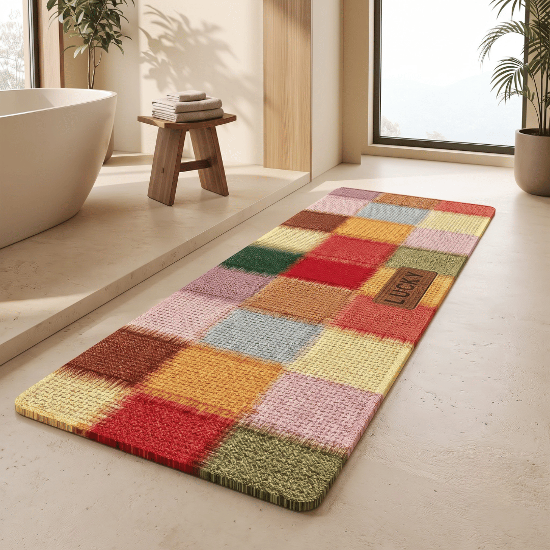 Quick Dry Water Absorbent Linen Kitchen Mat with Non-Slip Rubber Backing