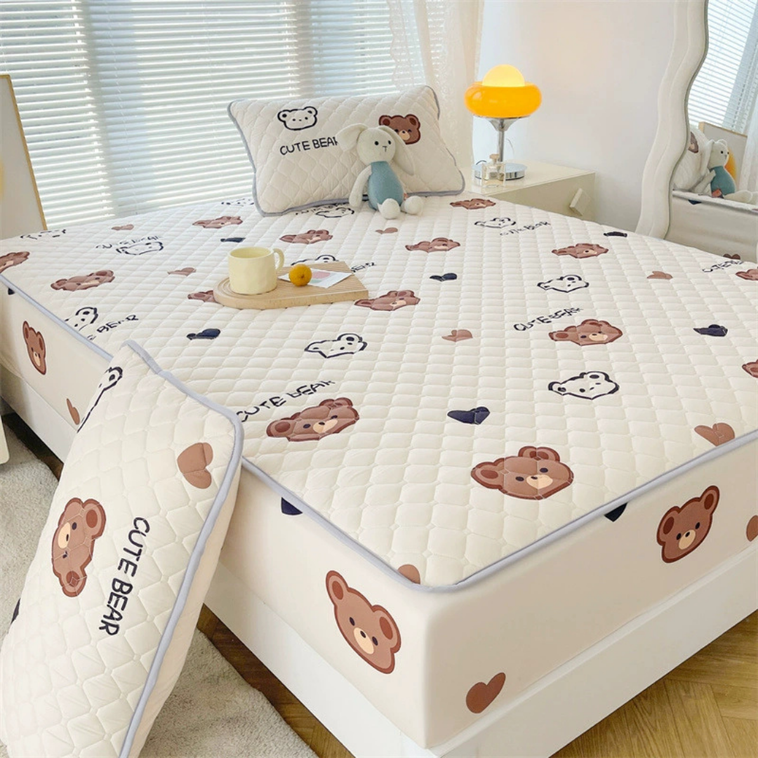 Antibacterial Breathable and Skin Friendly Comfortable Quilted Fitted Bed Sheet with Pillow Cover