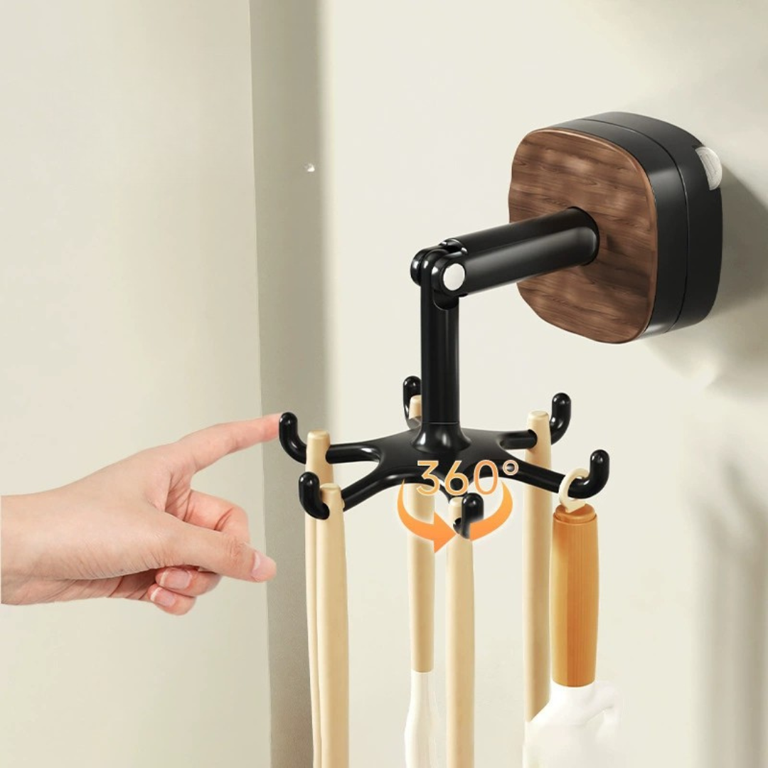 6-Claw Rotating Suction Wall Hook Organizer