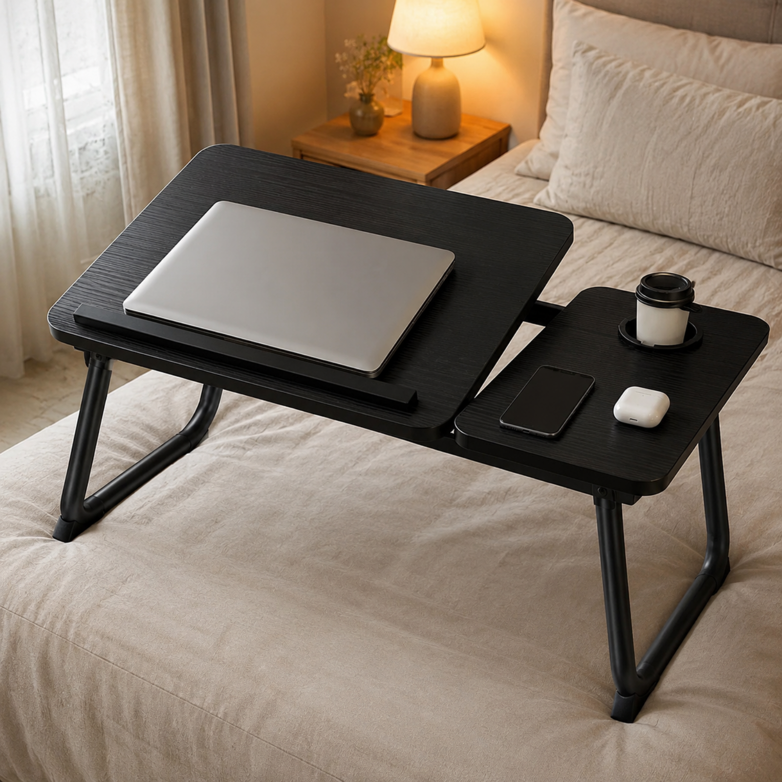 Multi Purpose Laptop Bed Adjustable Study Desk with Cup Holder