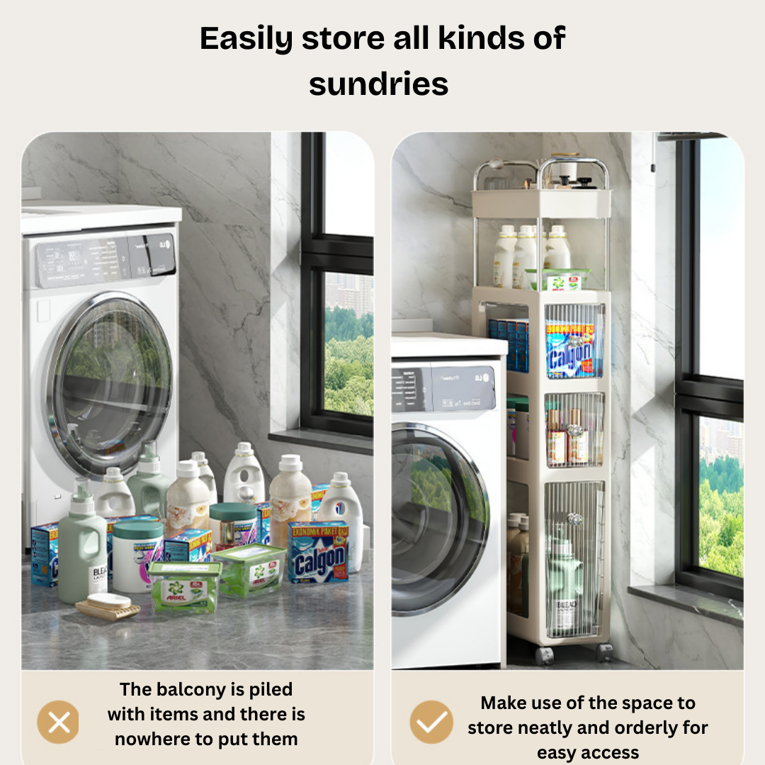 Homero Multipurpose 5-Layer Slim Storage Rack with Wheels