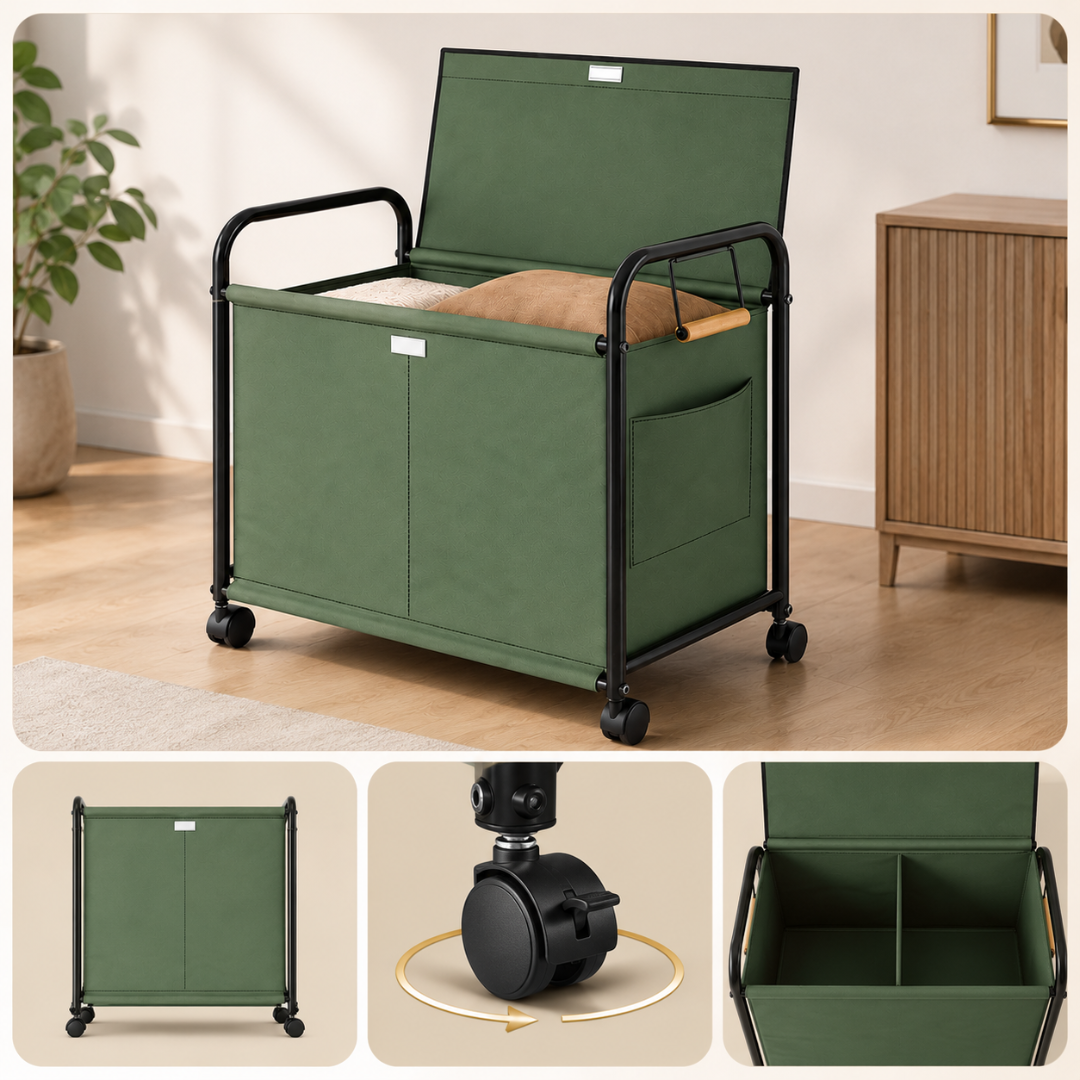Multifunction Oxford Fabric Storage Organizer Cart with Dust Cover & Lockable Wheels