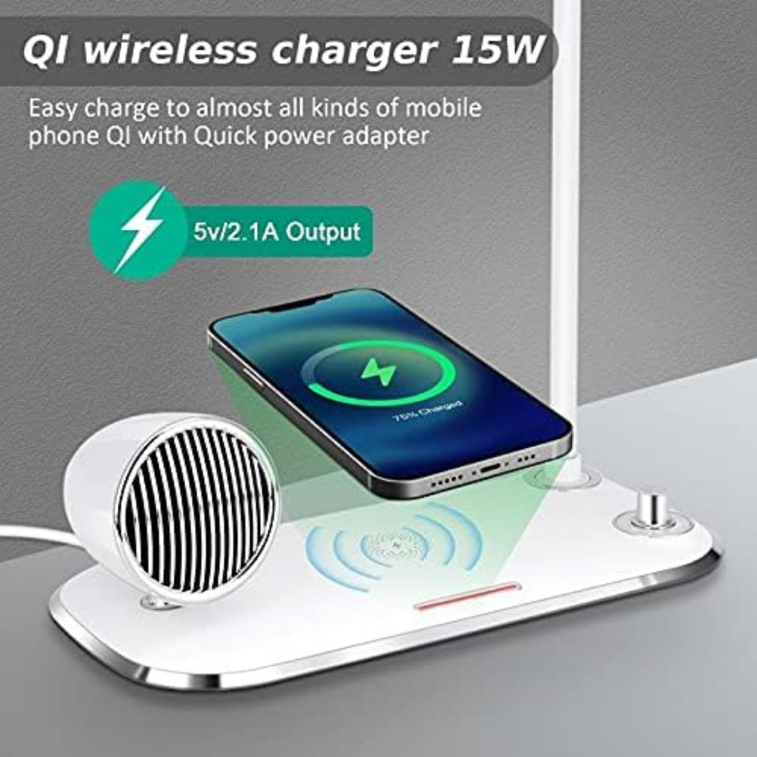 HOMERO 3 in 1 Eye-Caring Desk Lamp with Bluetooth Speaker Wireless Charger