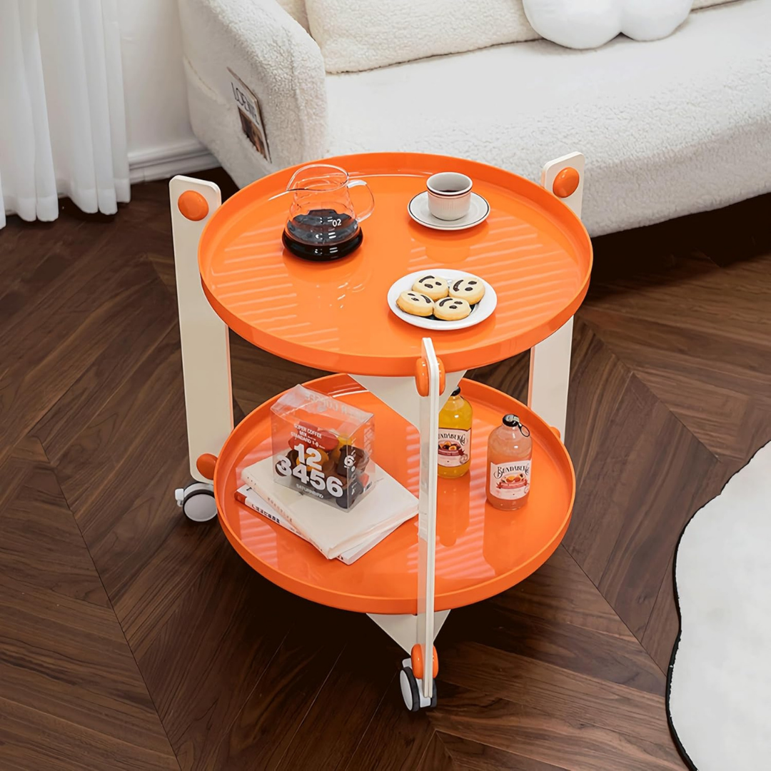 HOMERO Modern Acrylic Multi-Use Mobile Table with 360-degree universal wheels