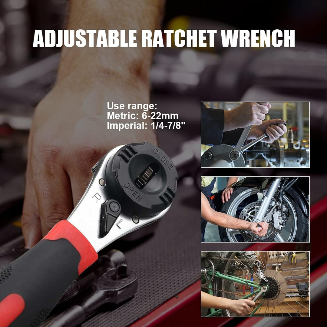HOMERO All-in-One Adjustable Ratchet Wrench (6-22mm Size)