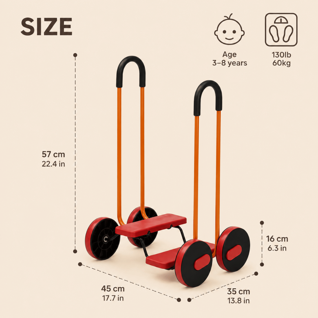 Homero Kids Sensory Balance Scooter with Handrail Outdoor Training Toy (Red Color)