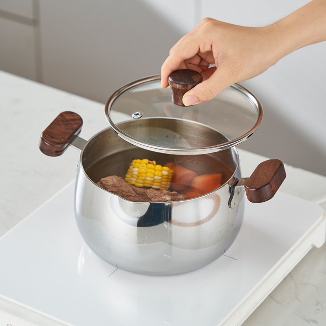 HOMERO Multi-Purpose Stainless Steel Steamer Pot Set with Wooden handle