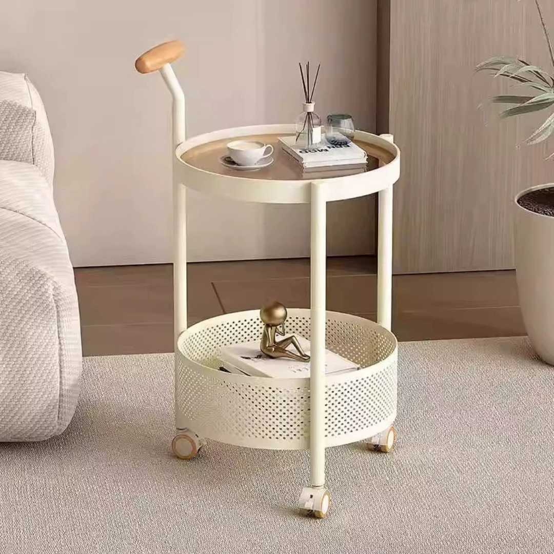 Homero Multipurpose Art Side Table Brown Glass Top - 2 Layer