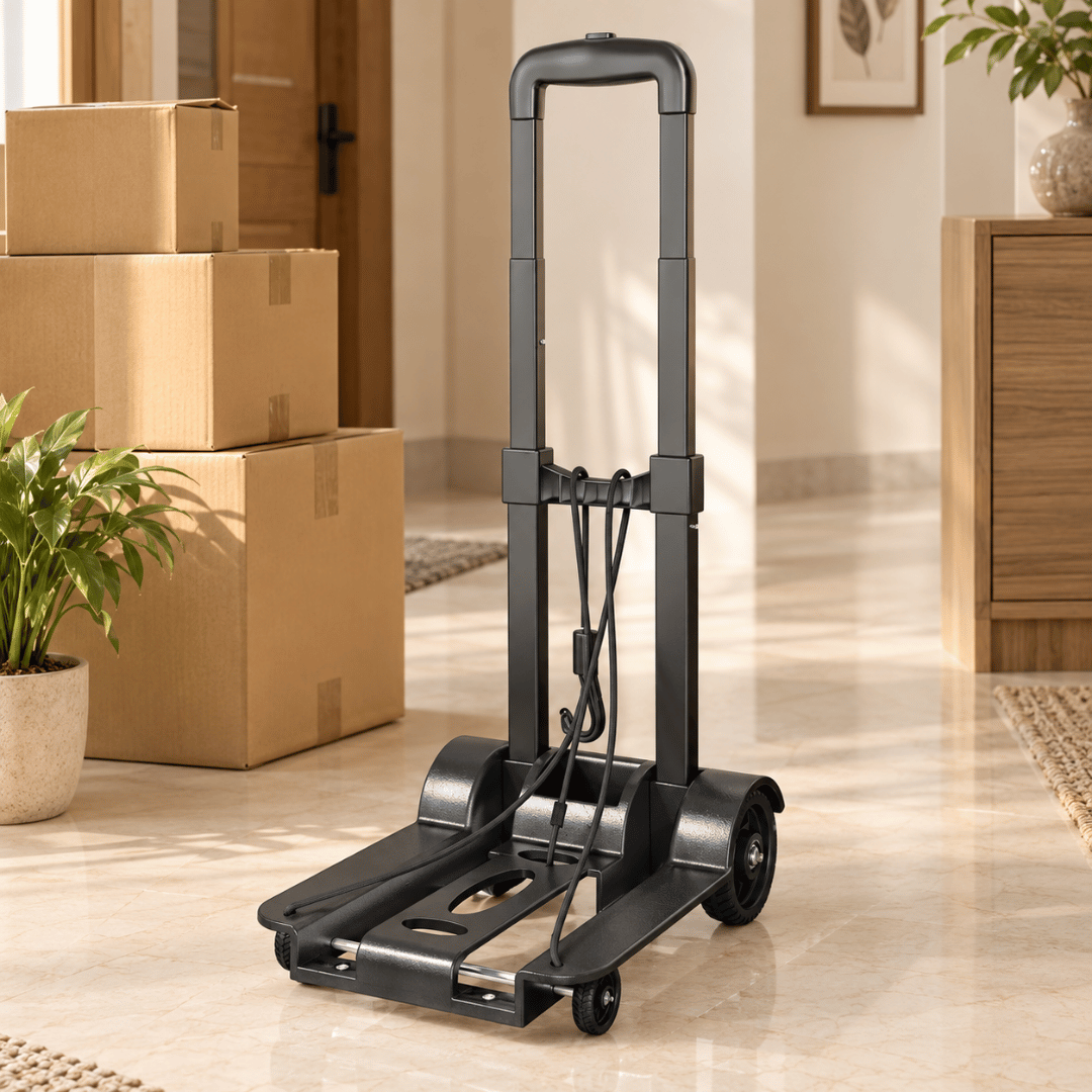 Heavy Duty Folding Luggage Cart with Wheels & Telescopic Pull Rod