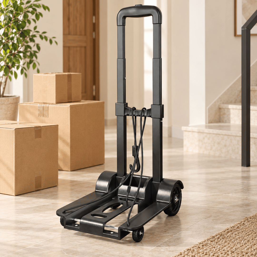 Heavy Duty Folding Luggage Cart with Wheels & Telescopic Pull Rod