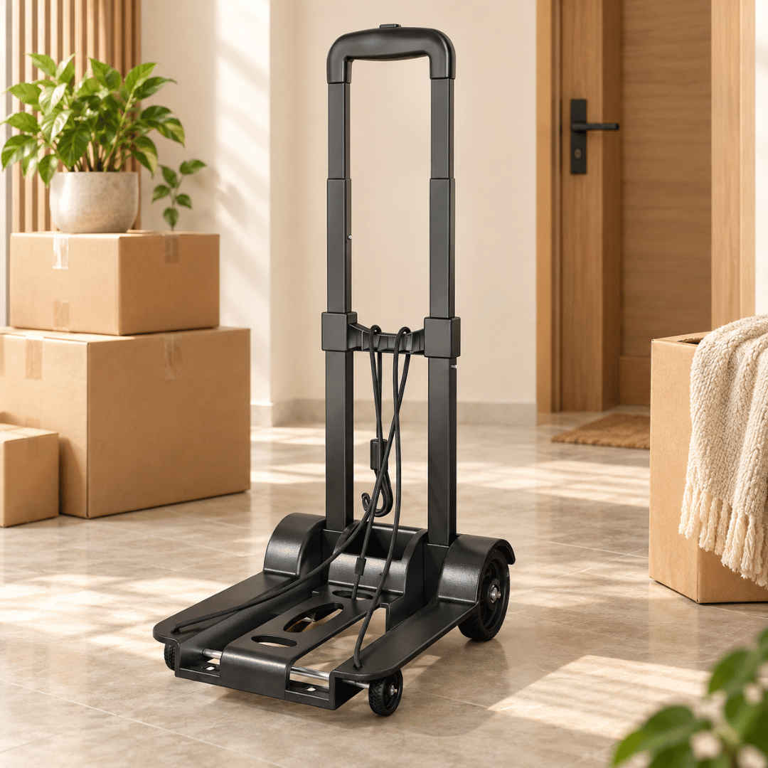 Heavy Duty Folding Luggage Cart with Wheels & Telescopic Pull Rod