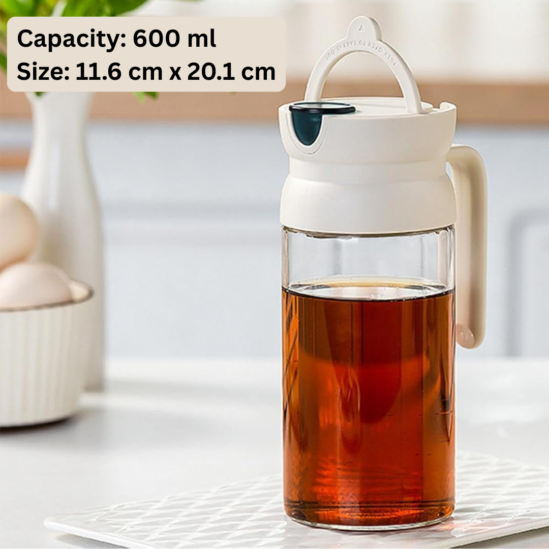 Automatic Glass Oil Dispenser Bottle Grey Handle - 600ml