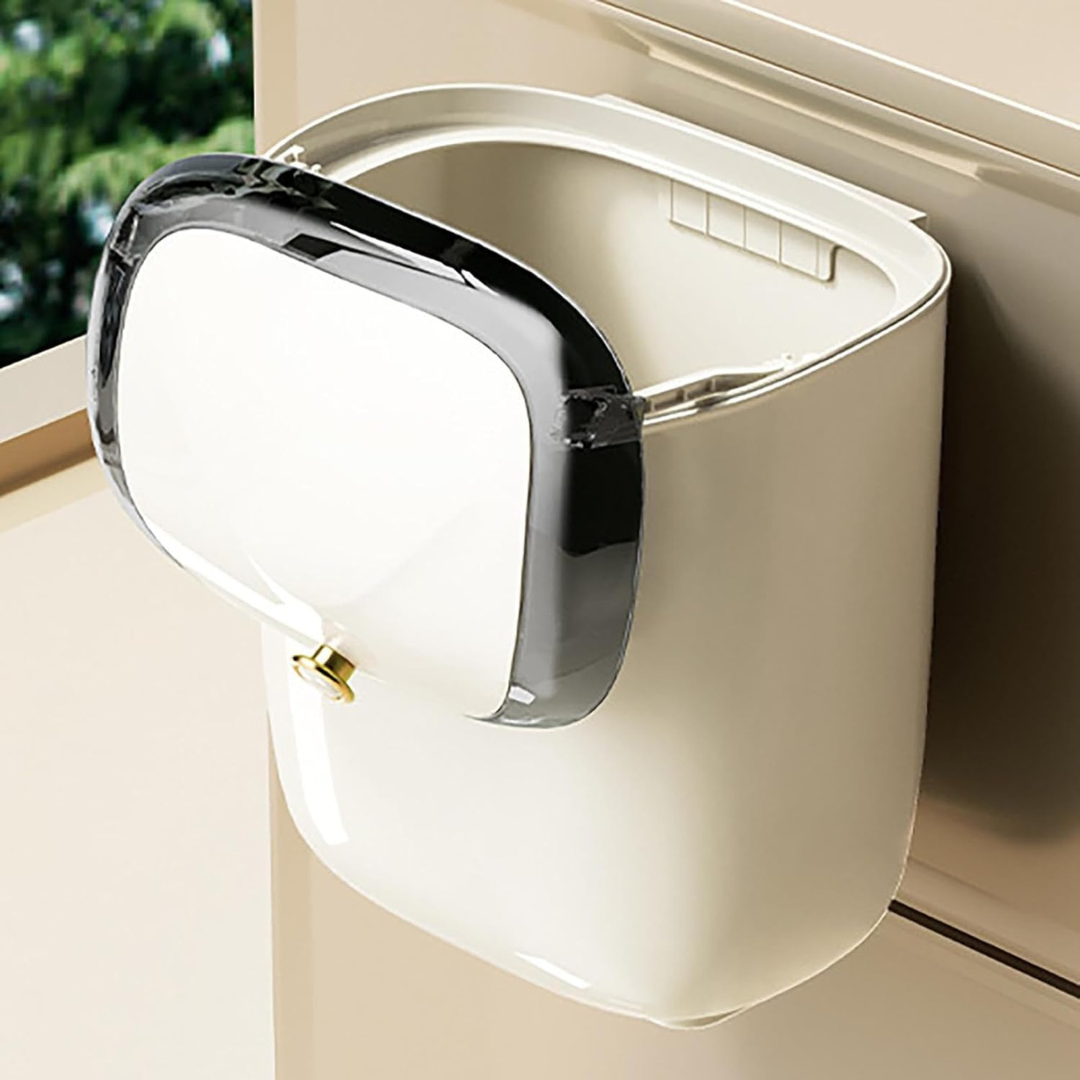 Multi Purpose Wall-Mount Wide Opening Waste Bin with Sliding Lid