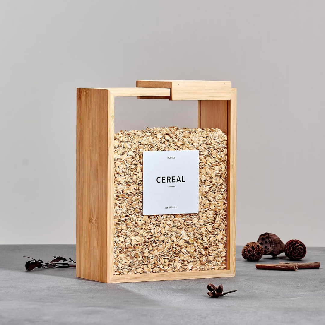 Homero Airtight Bamboo Lid Square Food Storage Dispenser - 2000ml Capacity