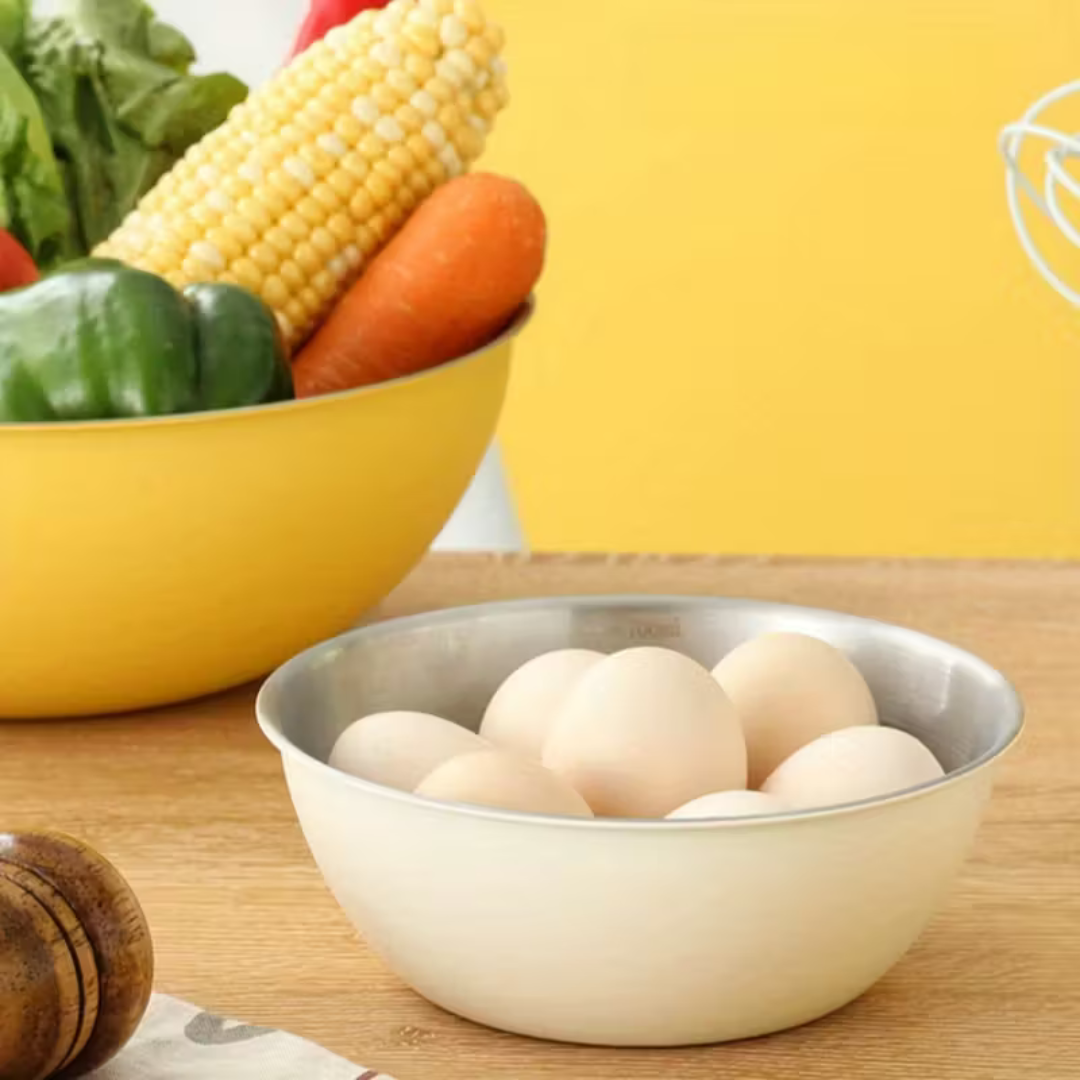 Multi-Purpose Usage Stainless Steel Cream Finish Bowl (Set of 3)