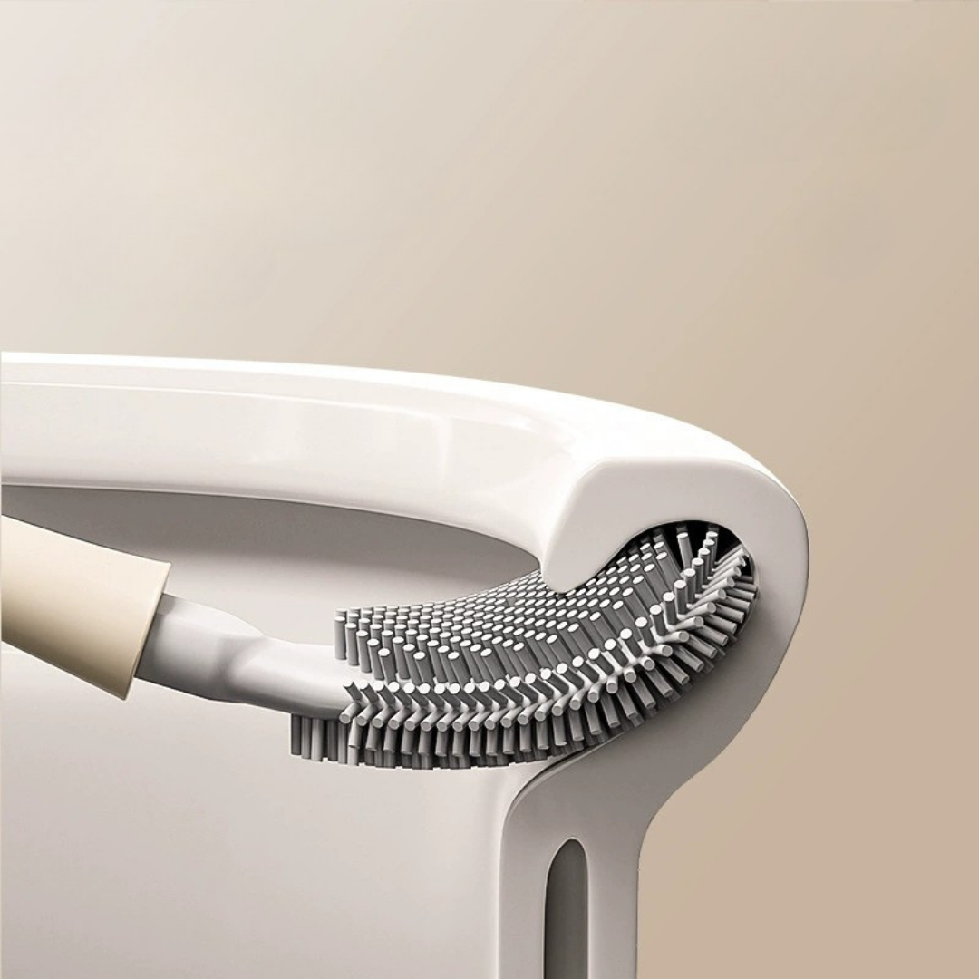 Automatic Open Close Soft Silicone Bristle Wall Mounted Toilet Brush Set