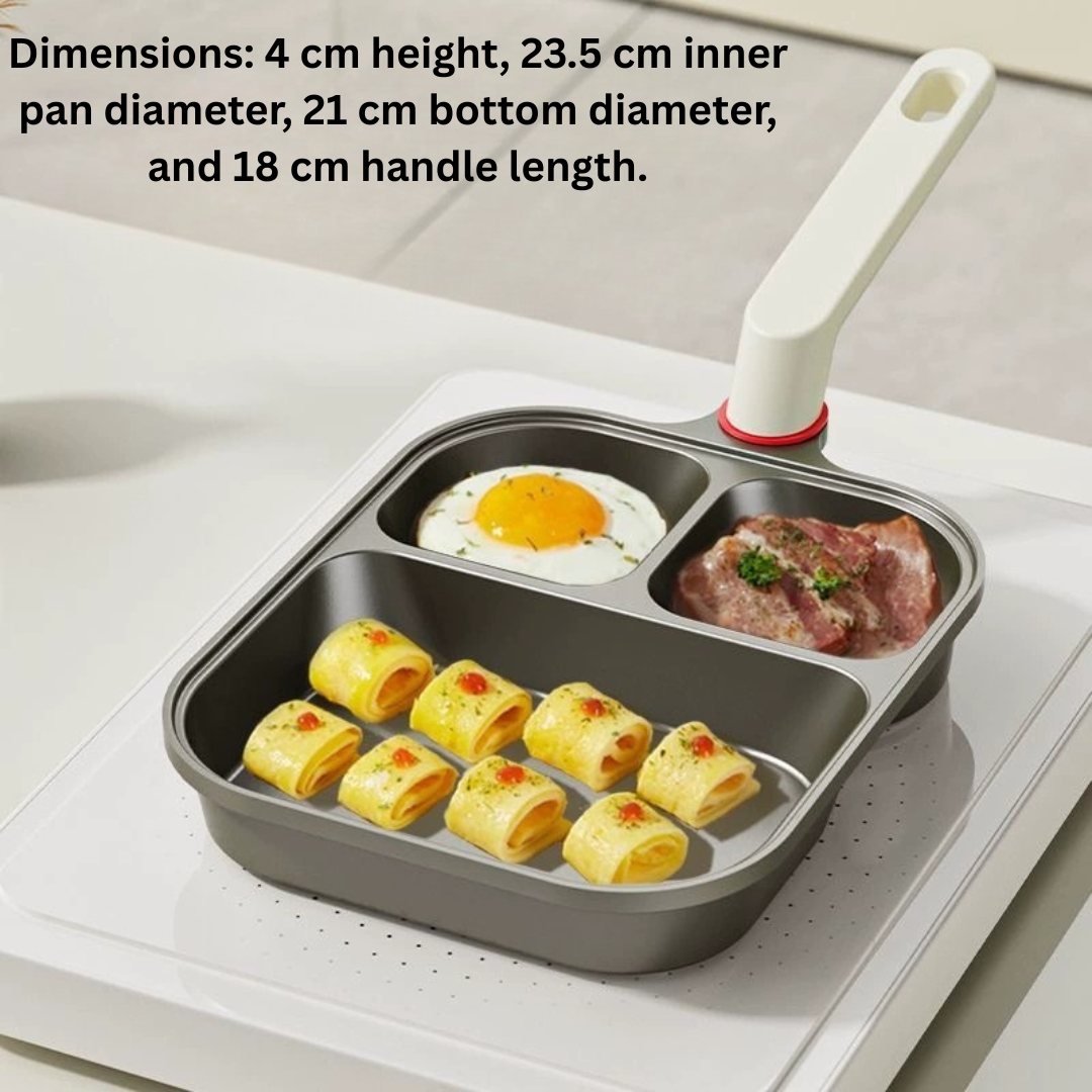 3 In 1 Non Stick Divided Frying Pan - 4.1cm Deep