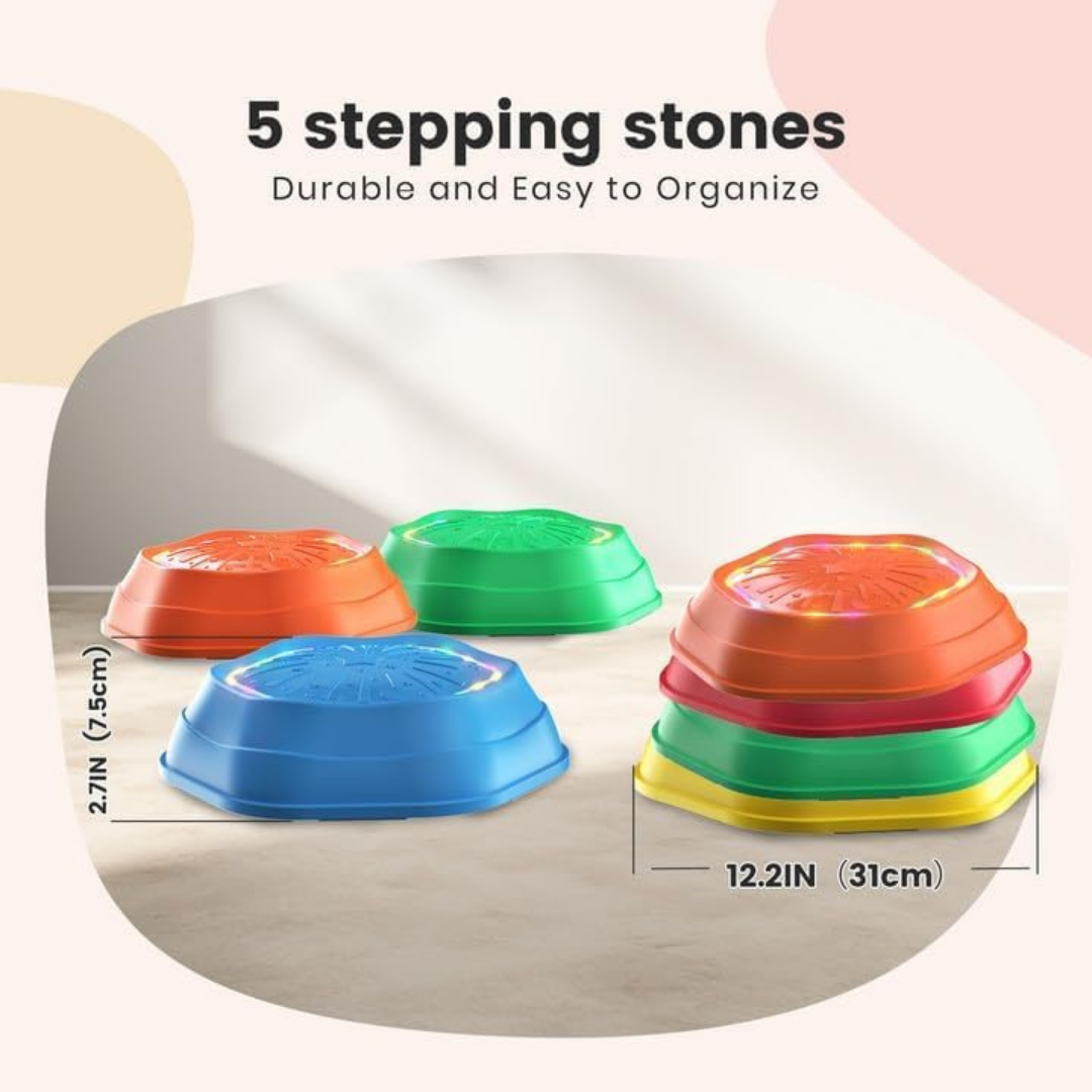 HOMERO Interactive Balance Musical Light Up Stepping Stones - Set 5 Pcs