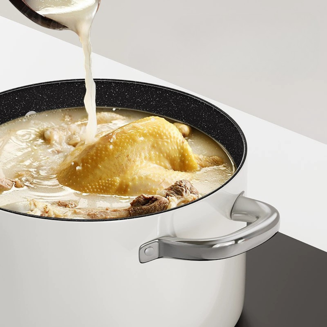 Double Ceramic Titanium Nonstick Deep Soup Cooking Pot - 24cm