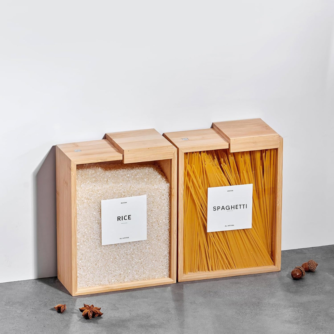 Homero Airtight Bamboo Lid Square Food Storage Dispenser - 2000ml Capacity