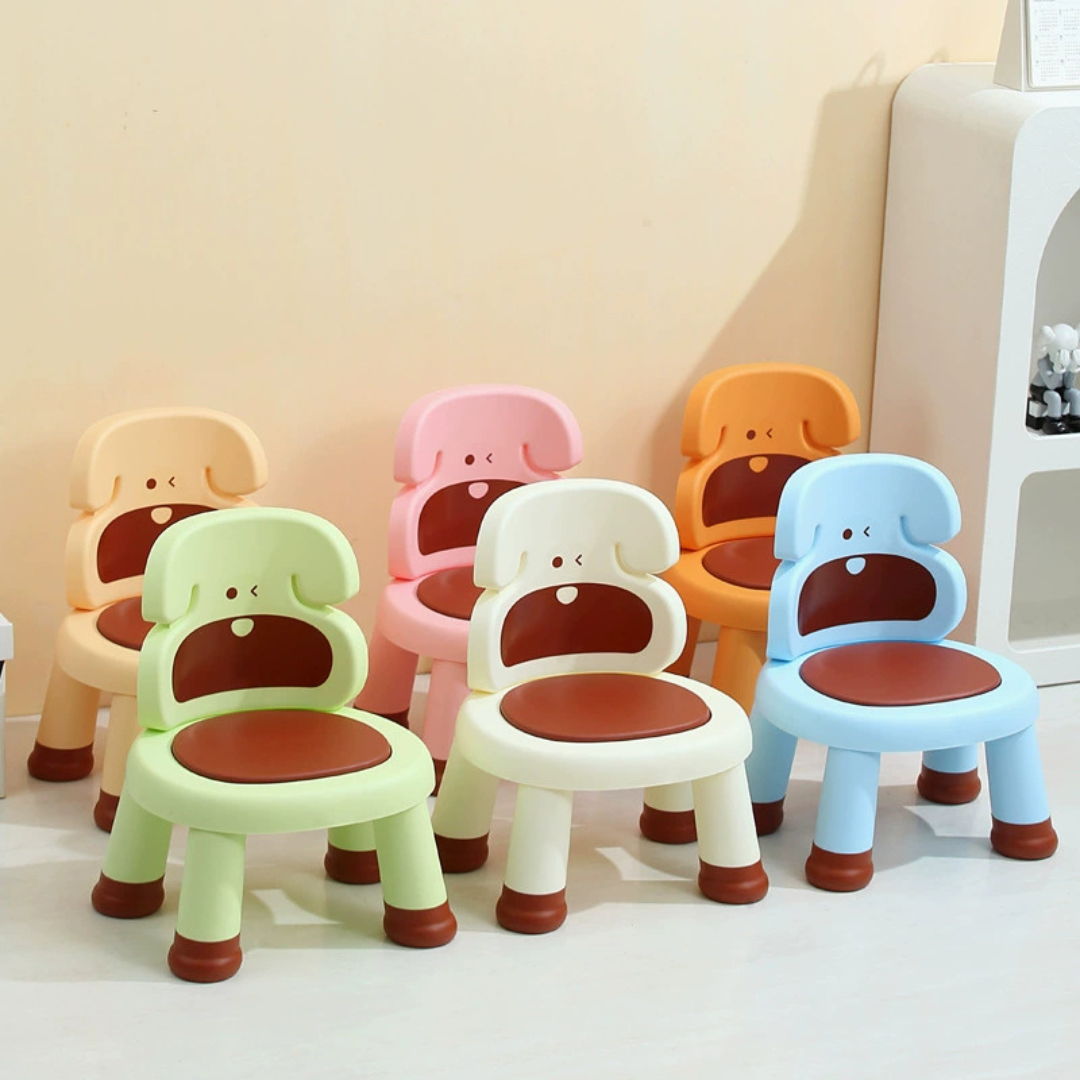 Kids Squeaky Plastic Chair with Comfortable Backrest and Anti Slip Base