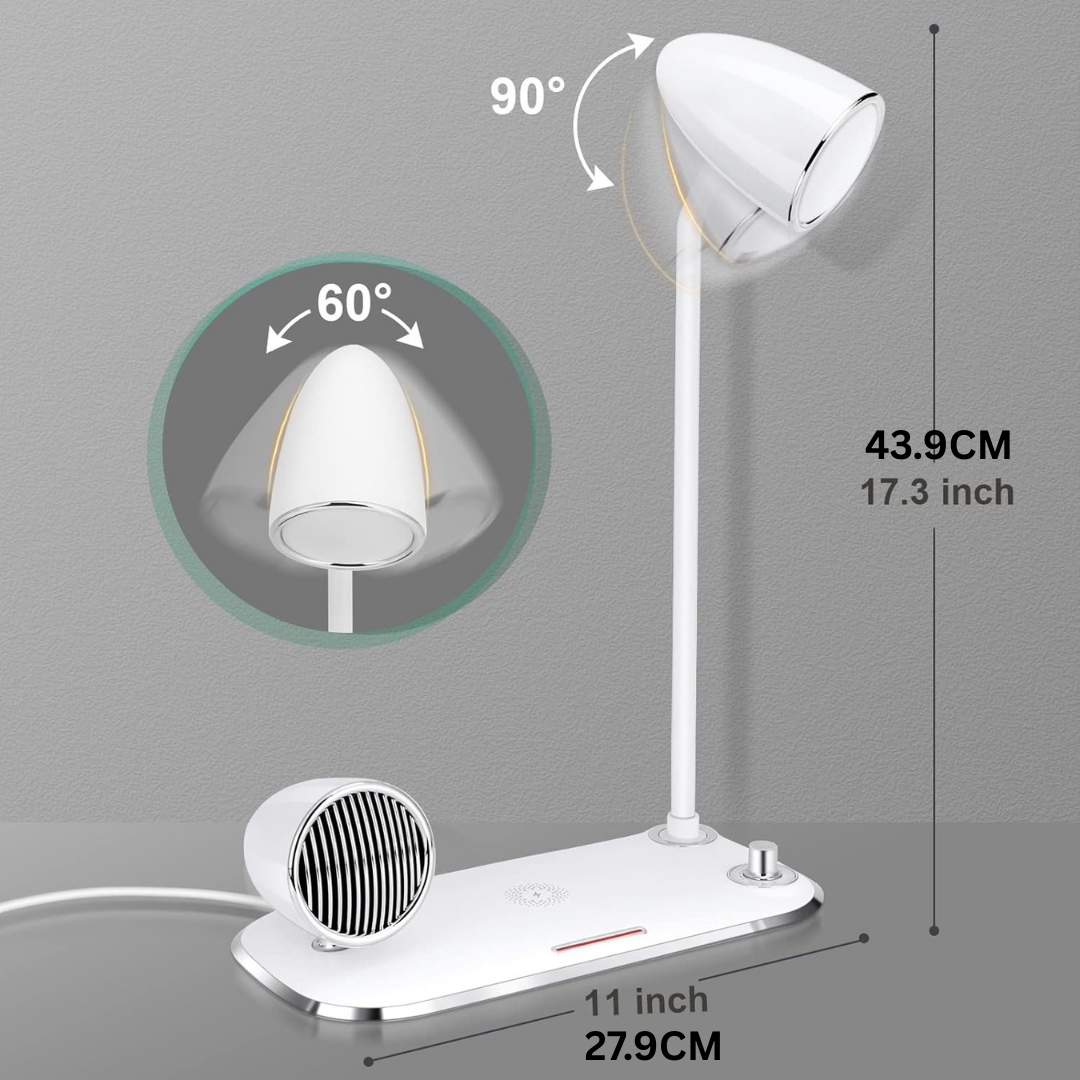 HOMERO 3 in 1 Eye-Caring Desk Lamp with Bluetooth Speaker Wireless Charger