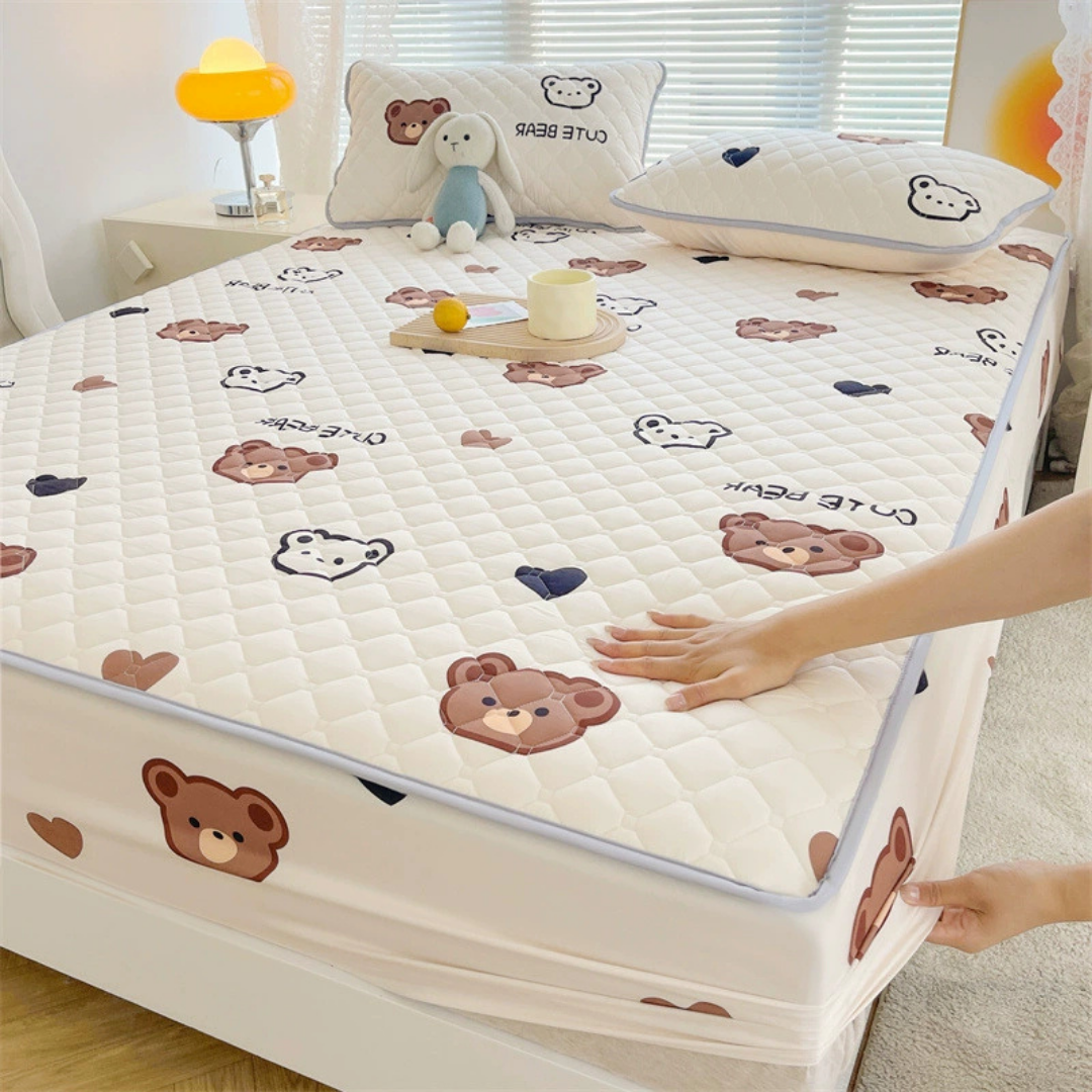 Antibacterial Breathable and Skin Friendly Comfortable Quilted Fitted Bed Sheet with Pillow Cover