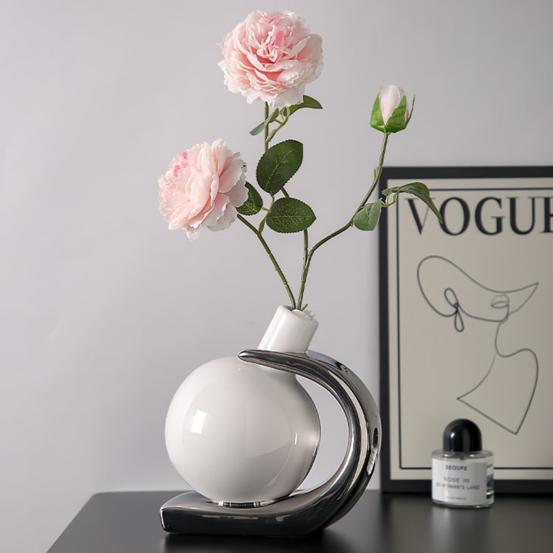 HOMERO Modern Nordic Style Ceramic Flower Vase With Flower