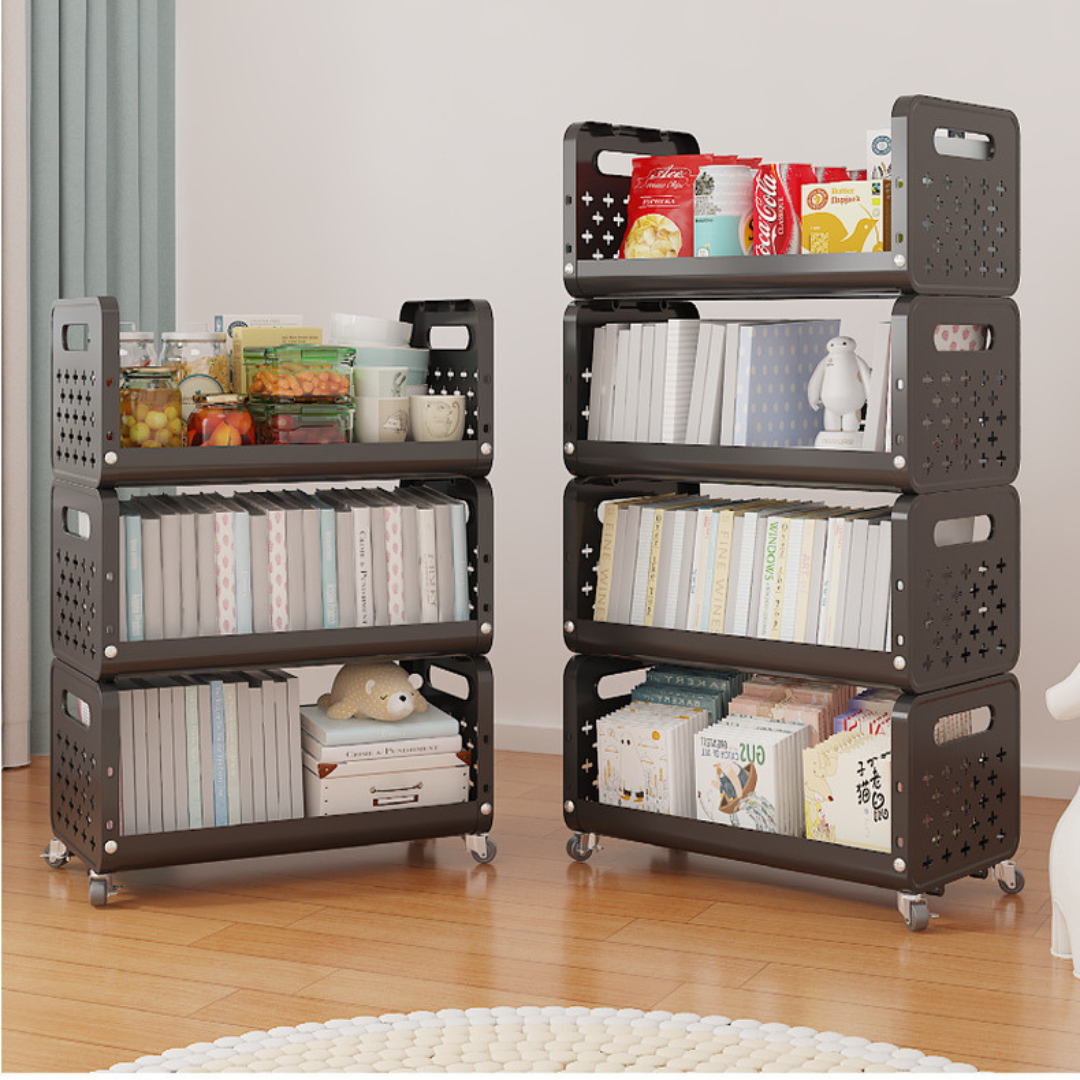 HOMERO Space Saving Utility Storage Rack with Wheels and Ventilated Shelves 4 Layer