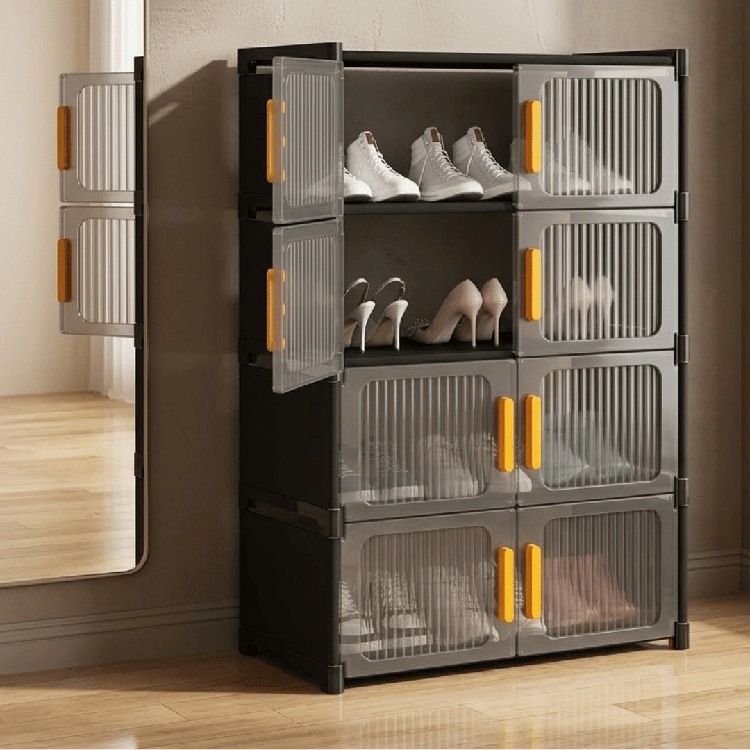 Modern Four Layer Double Door Shoe Storage Cabinet