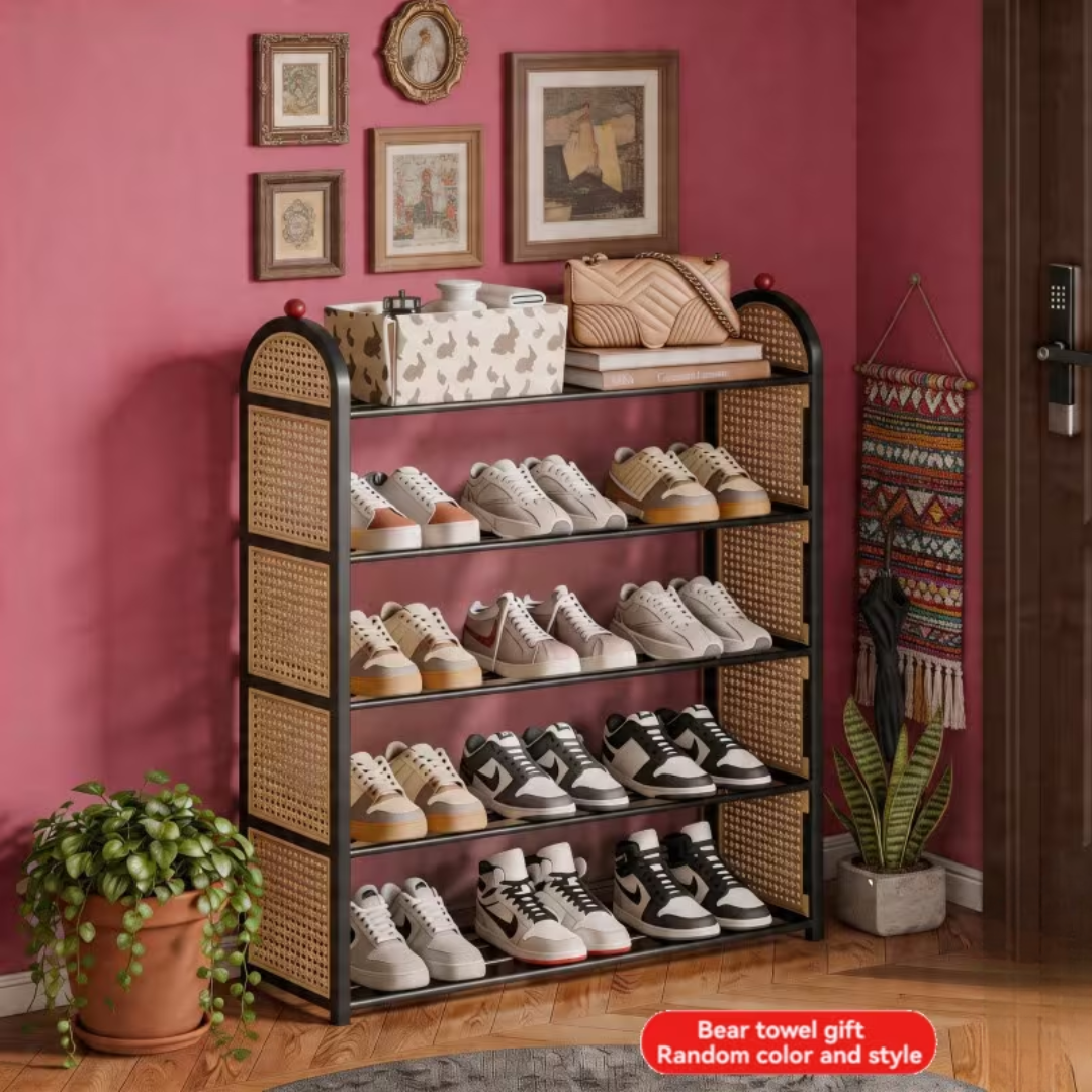 5 Tier Shoe Storage Cabinet with Decorative Top Shelf
